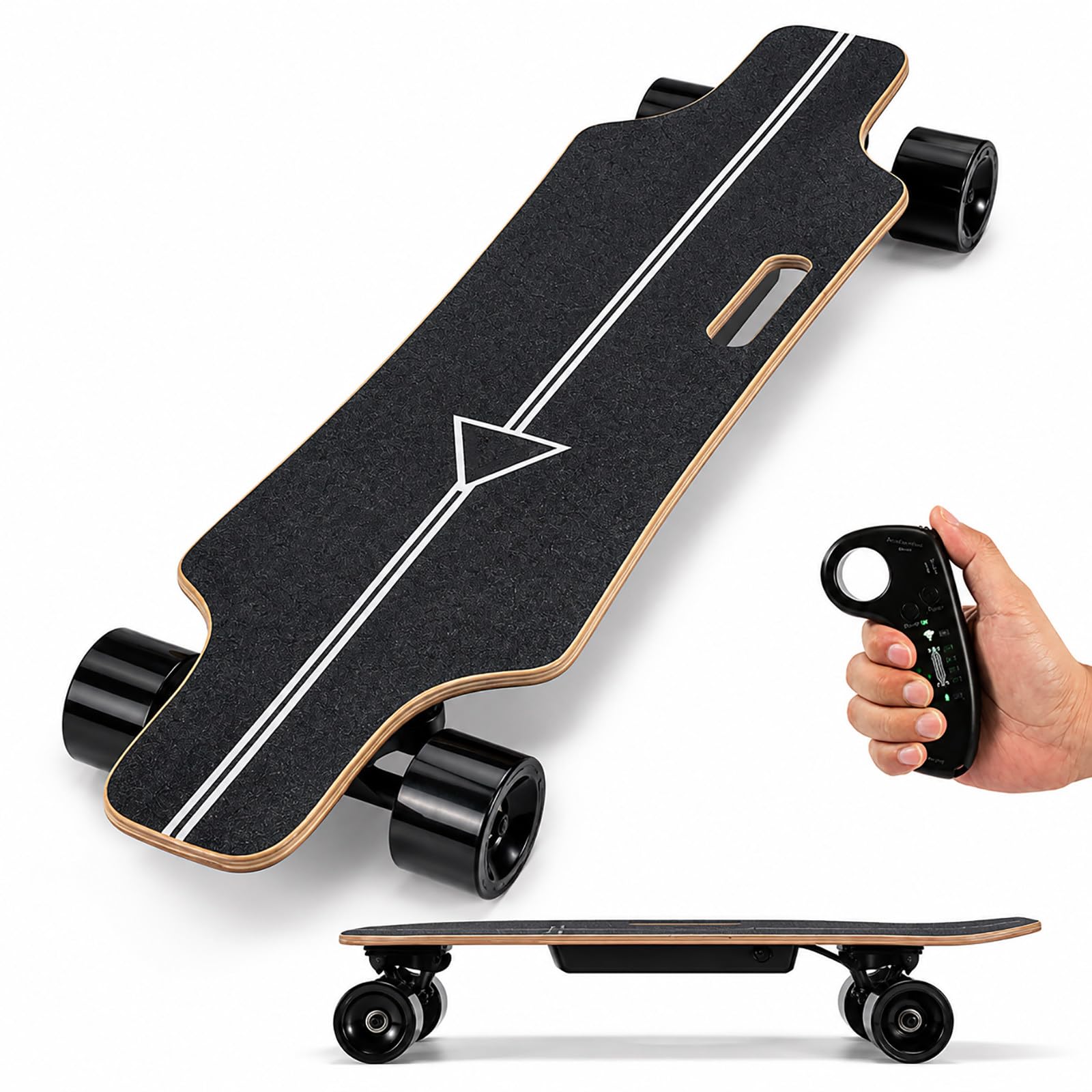 Skateboard Électrique 350W - Longboard Électrique Monomoteur avec Roues PU, Vitesse 25 km/h, Montée 18°, pour Ville et Campus