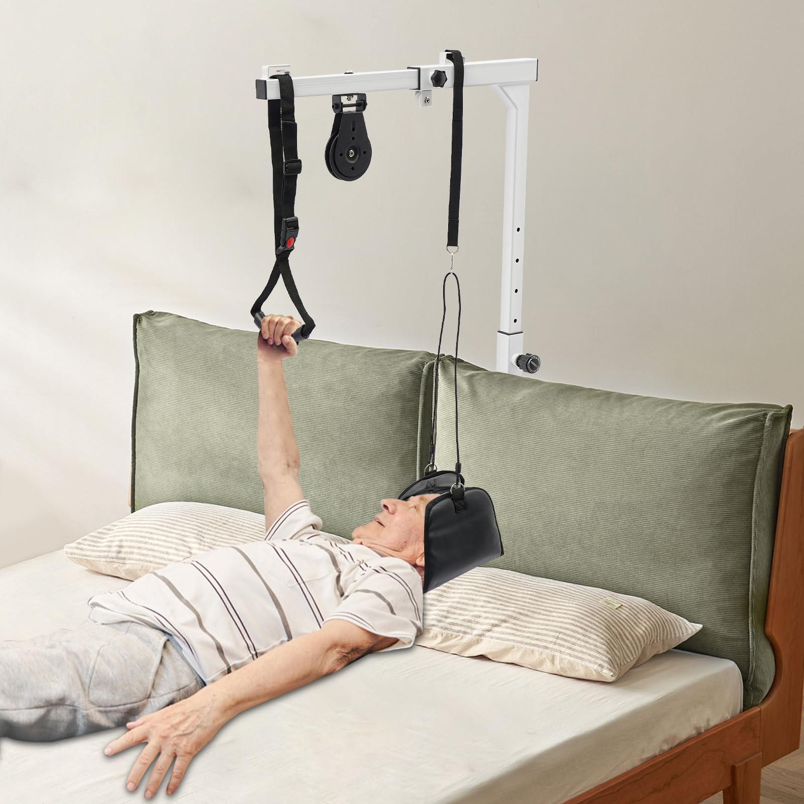Halgas de cama, altura regulable y soporta hasta 100 kg, ayuda para levantarse para personas mayores y postradas en cama, construcción estable para el hogar de ancianos, clínicas y hogar