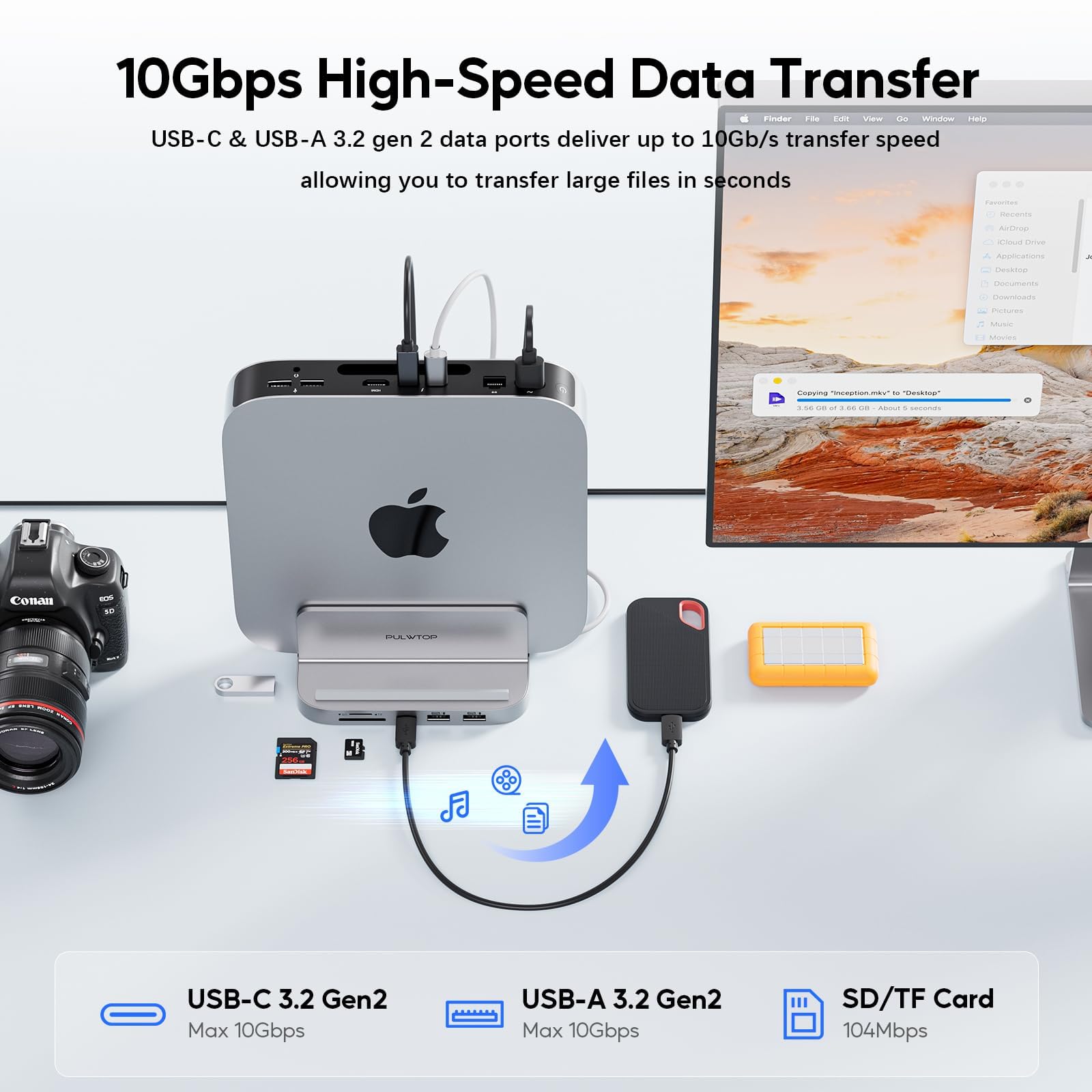 Amazon.com: PULWTOP Mac mini Hub with M.2 PCIe NVMe SSD Enclosure