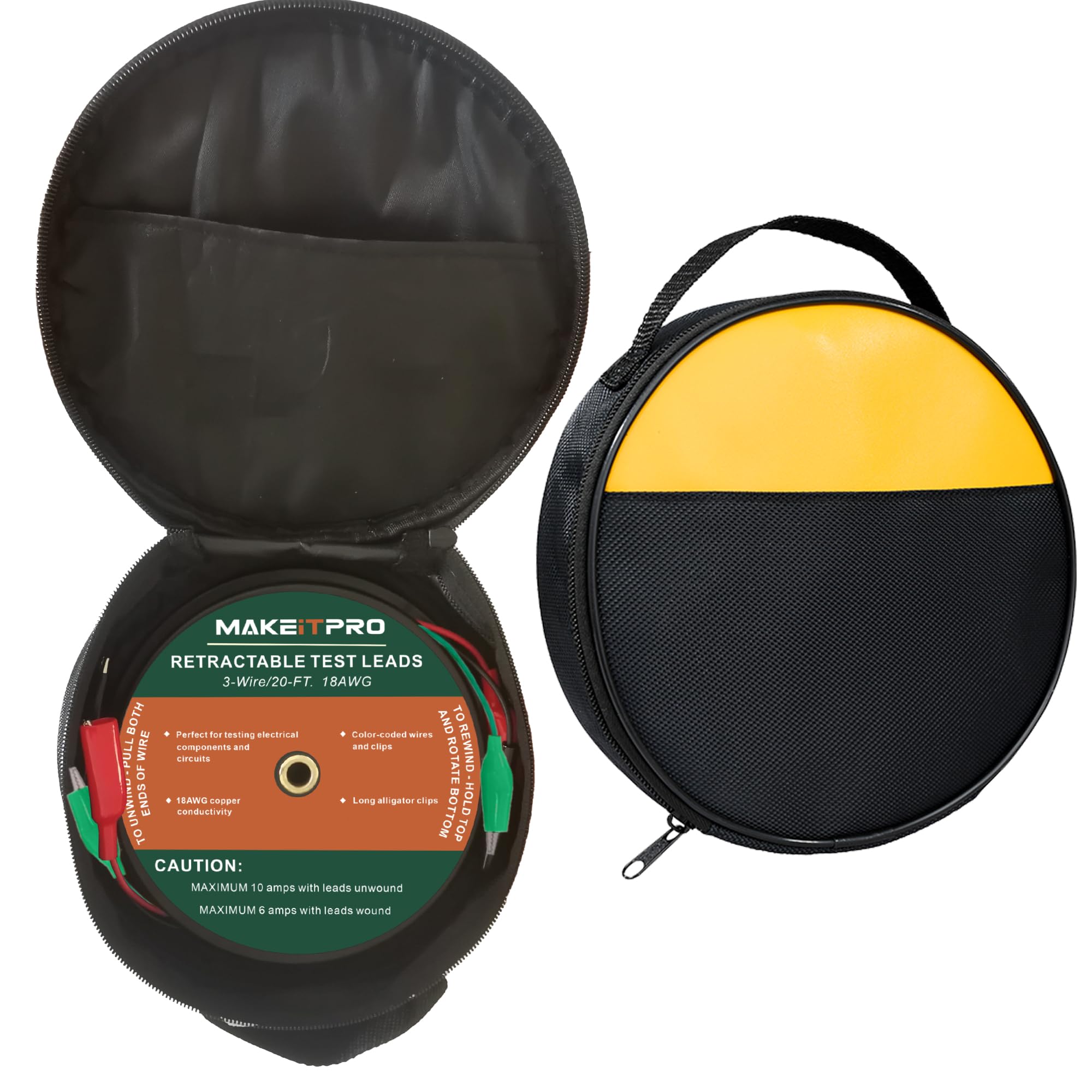 Retractable Test Leads 3 Wires 20FT 18AWG with Cable Bag — Amazon image 3