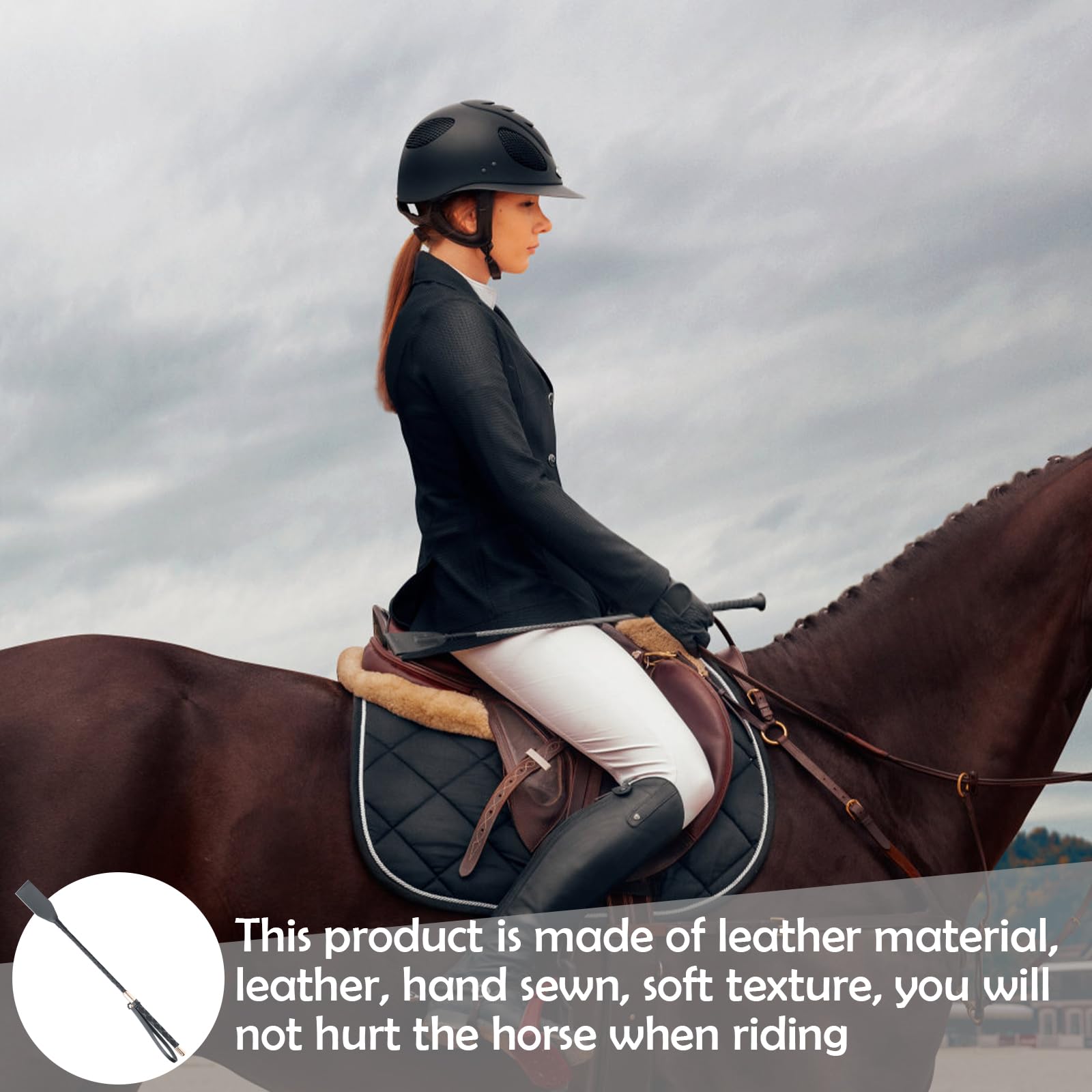 Frustino Equitazione 45 cm, Frusta da Equitazione in Nero, Leggero e Confortevole per L'Allenamento Quotidiano e Salto del Cavallo