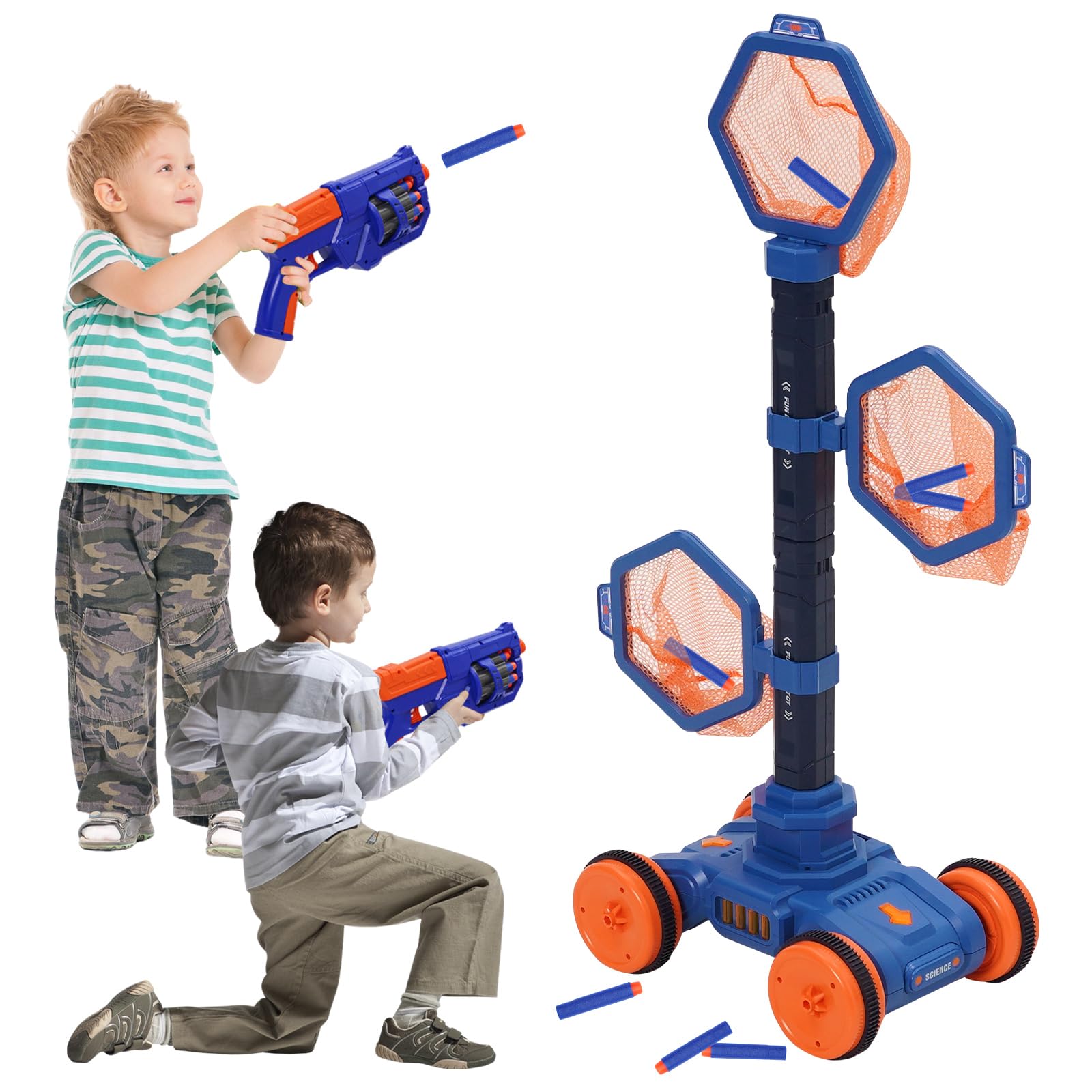 tiro al Bersaglio Bambini con Pistola 6 Freccette in Schiuma Rimovibile Altezza Regolabile Regalo Bambino 4 5 6+ Anni Maschio