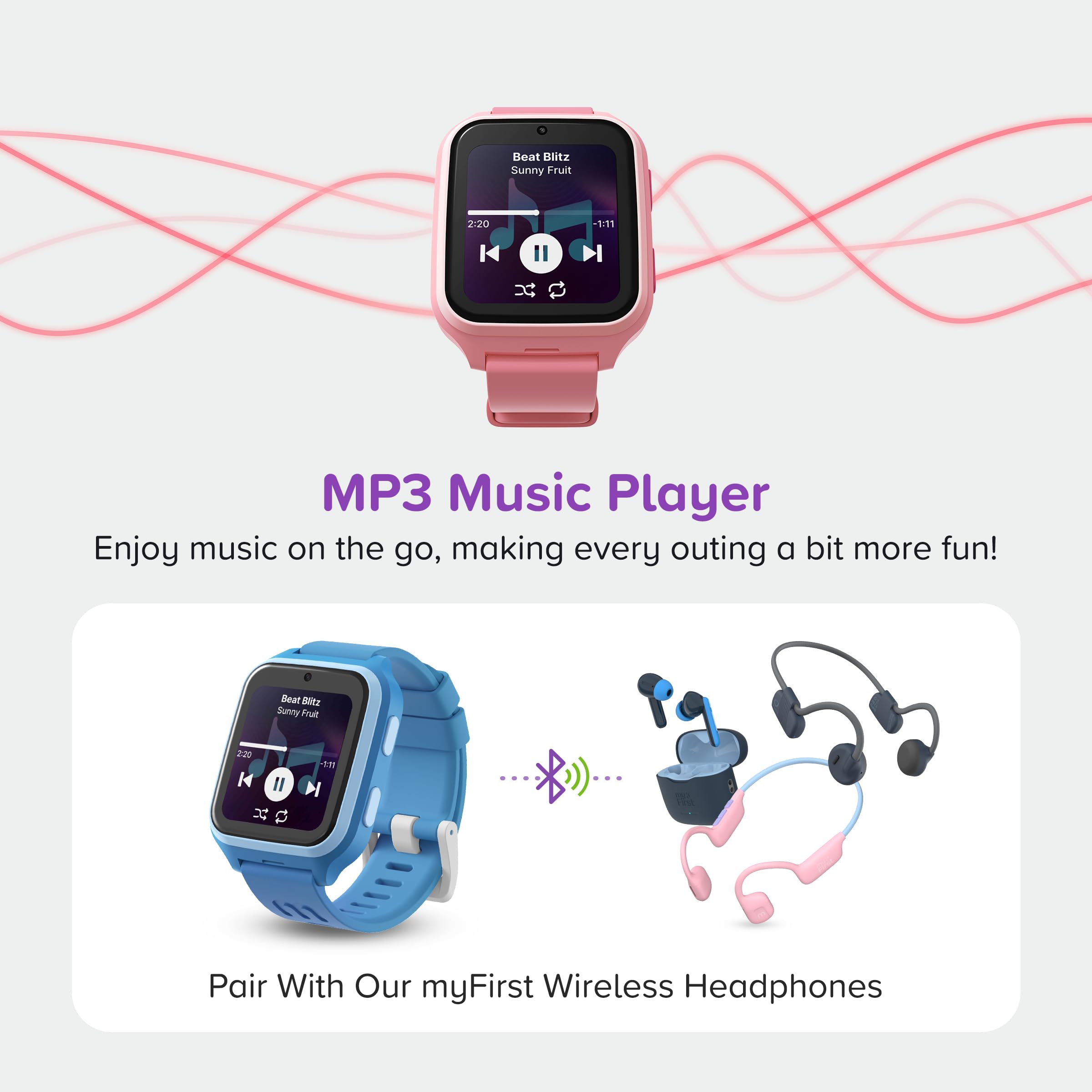 myFirst Montre intelligente 4G pour enfants Fone M1 pour l'UE Asie uniquement, technologie Nano SIM 2 MP, appareil photo, appel, messagerie vocale, traqueur GPS pour enfants de 5 à 12 ans, garçons et