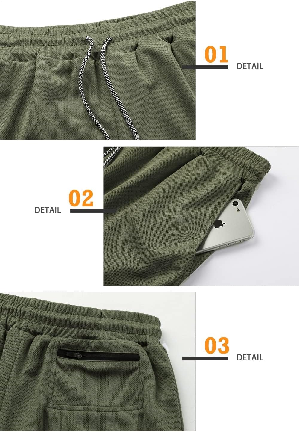 Surenow 3 Pack Mens Athletic Gym Shorts Quick Dry Workout Lightweight Shorts 2 in 1 Running Shorts for Men with Pockets