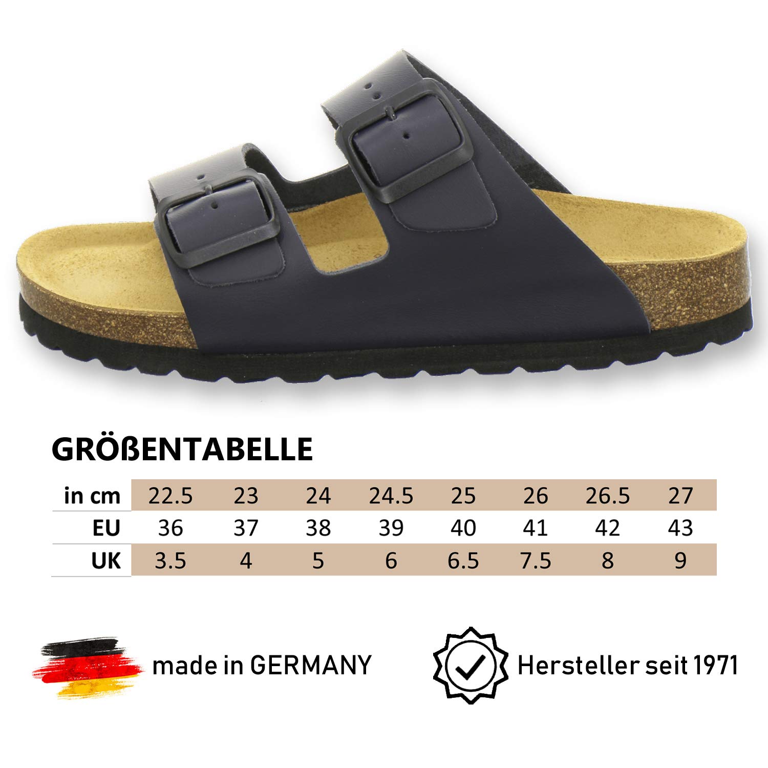 AFS-Schuhe 2100 - Chanclas de mujer de piel auténtica de alta calidad, fabricadas en Alemania