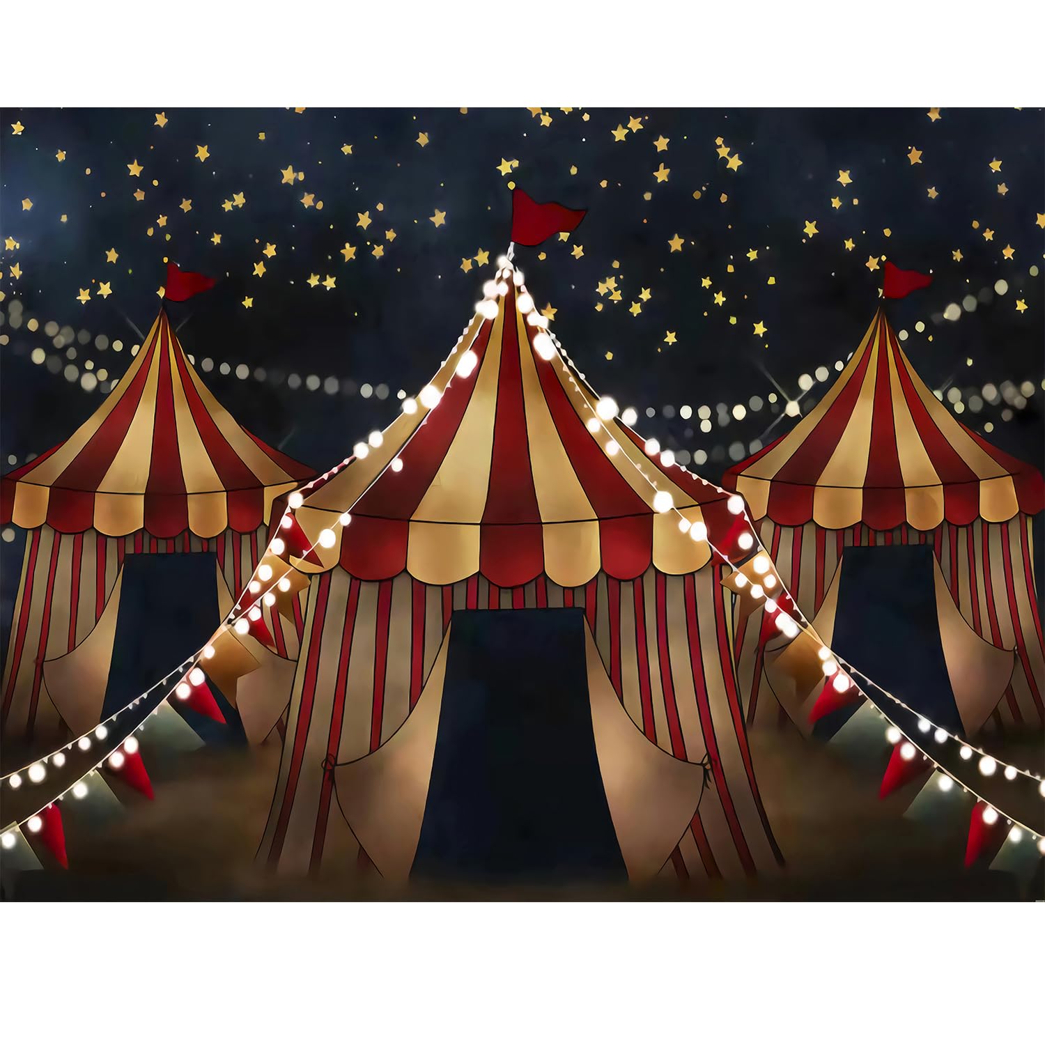 Camp Kettle Carnival Backdrop Banner - 70.8x43.3 Inch Circus Party Decor  With String Circus Party Banner Photography Background Night Theme, image size:1500x1500