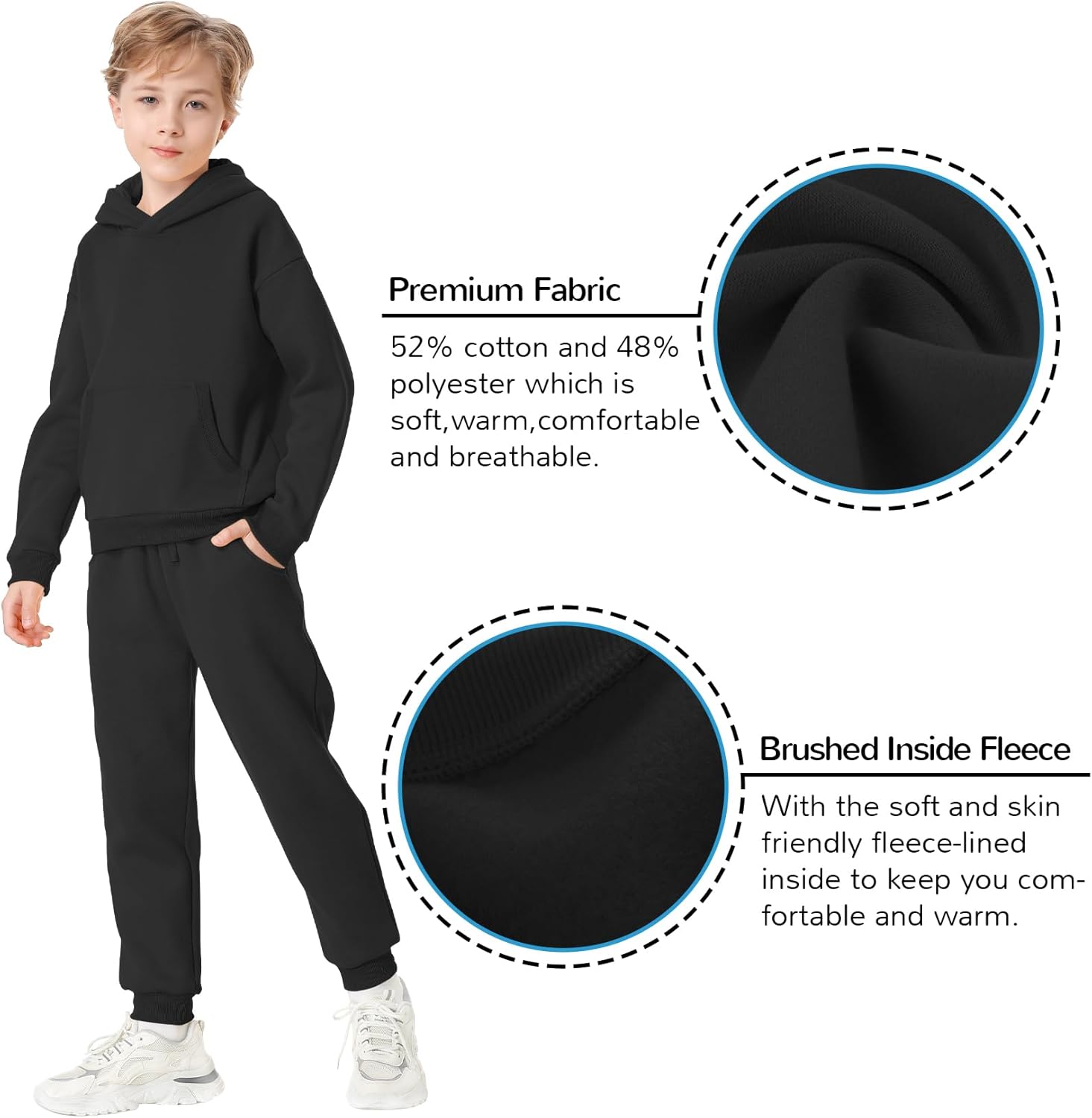 QBK Toddler To Youth Soft Brushed Fleece Hoodies Kids Hooded Sweatshirts With Pockets for Boys And Girls - Image 4