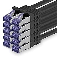 1aTTack.de Cat.7 Cavo di Rete 1,5m - Nero - 10 Pezzi - Ethernet LAN Cat.7 SFTP PIMF