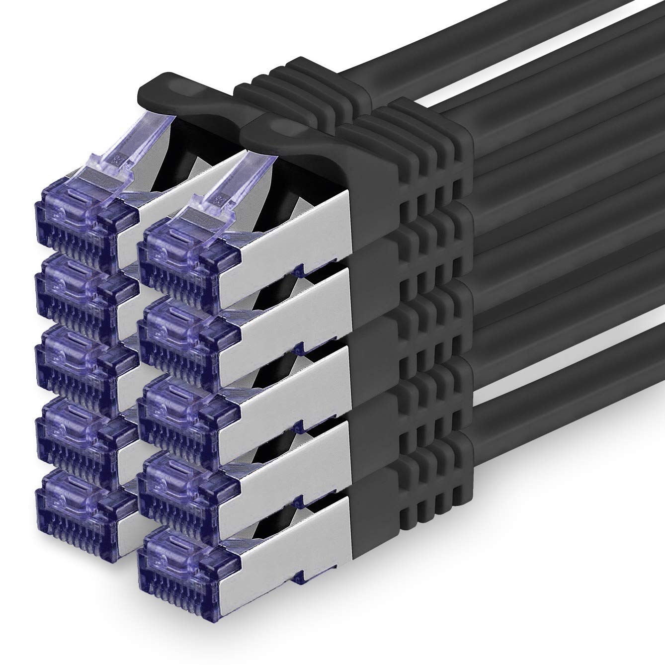 1aTTack.de 10x 2.0 M CAT7 Netzwerkkabel - 10 Gigabit - RJ45 Patchkabel Ethernet Kabel (SFTP PIMF LSZH CU) - für DSL LAN Switch Modem Router Patchpanel CAT7 CAT6 CAT5 - schwarz