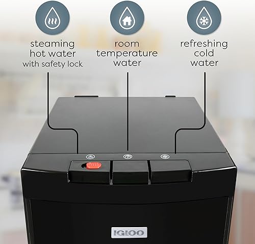 Miniatura 5 de Igloo Enfriador de agua de carga inferior - Dispensador de temperatura caliente, fría y ambiente - Negro, capacidad para jarras de 3 y 5 galones,