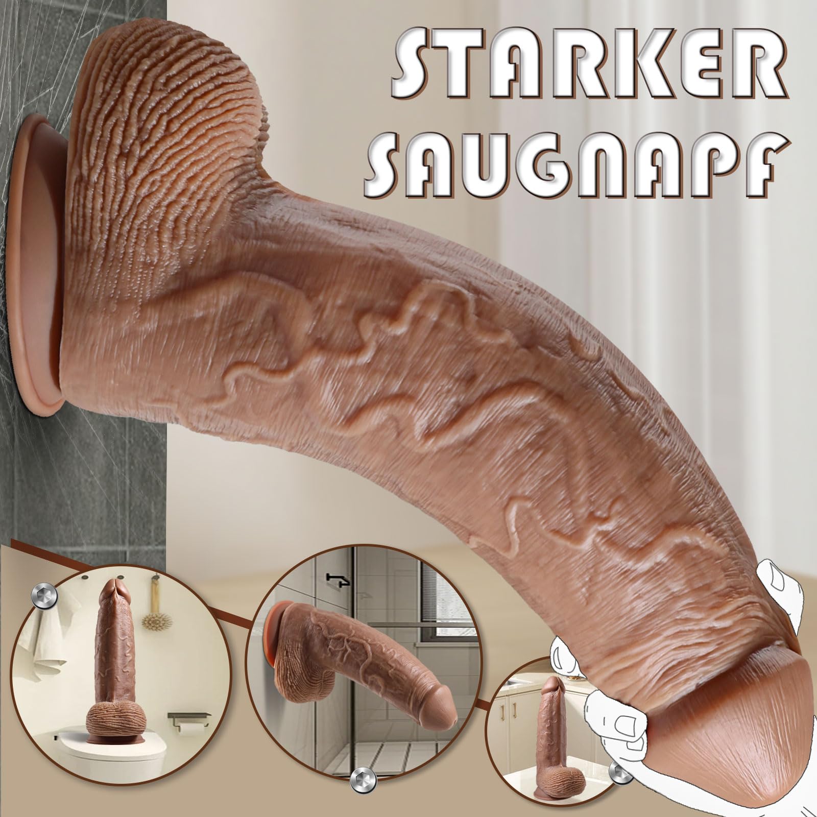 42 x 10 cm Dildo XXL Enorme e Realistico, Dildos Spesso e Massiccio con Potente Base a Ventosa, Sex Toy in Silicone a Doppio Strato per Uomini e Donne Esperti, Dildo Gigante per Dilatazione Anale