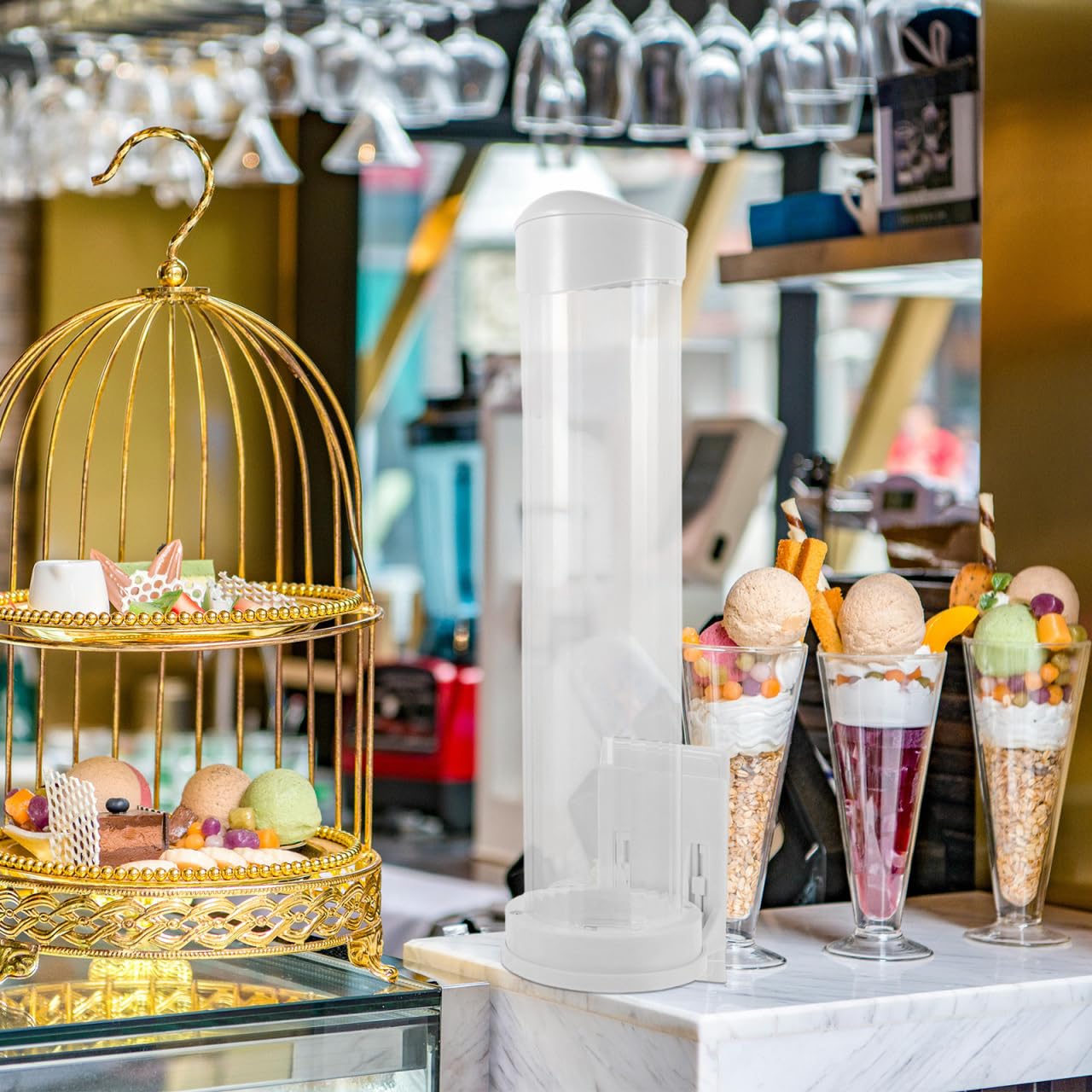 PRETYZOOM Distributeur de Cornets de Glace Présentoir Automatique pour Cornets Usage Commercial Événements Petits Commerces