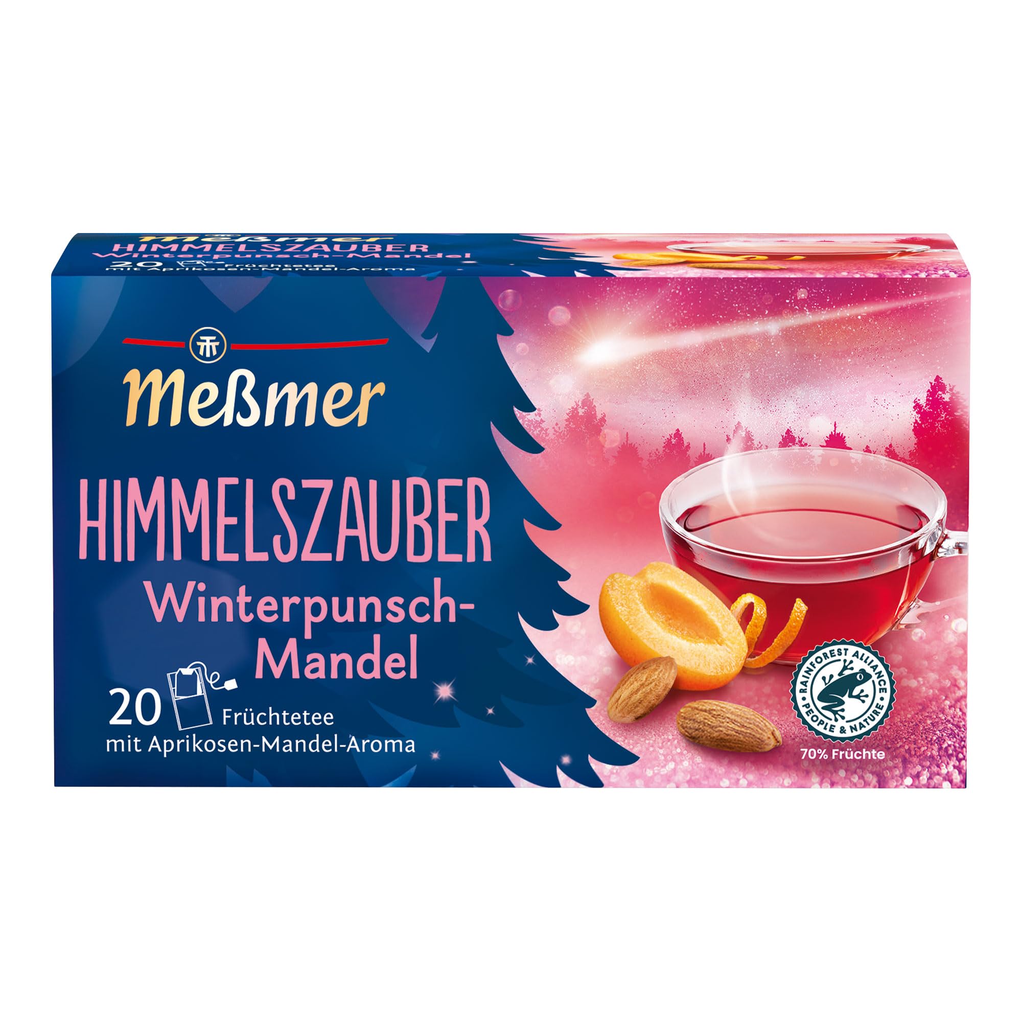 Meßmer Himmelszauber Winterpunsch-Mandel | Früchtetee mit Aprikosen-Mandel-Aroma | 20 Teebeutel | fruchtig-würzig