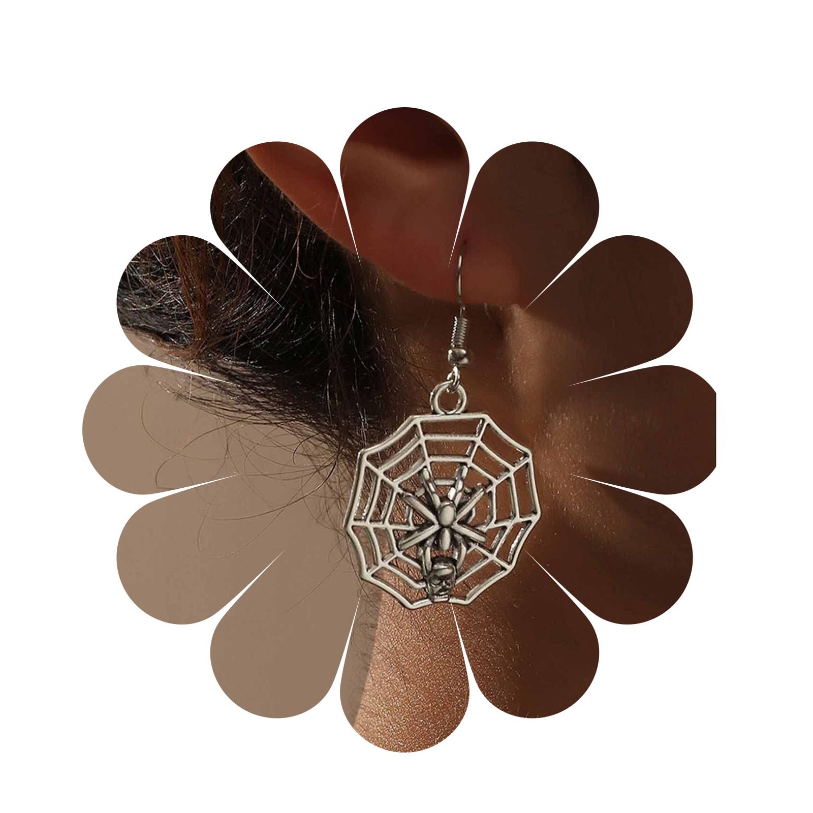 Orecchini Lunghi A Goccia Ragnatela Gotica – Cristallo E Catena Argento – Boho Vintage Per Halloween - 2