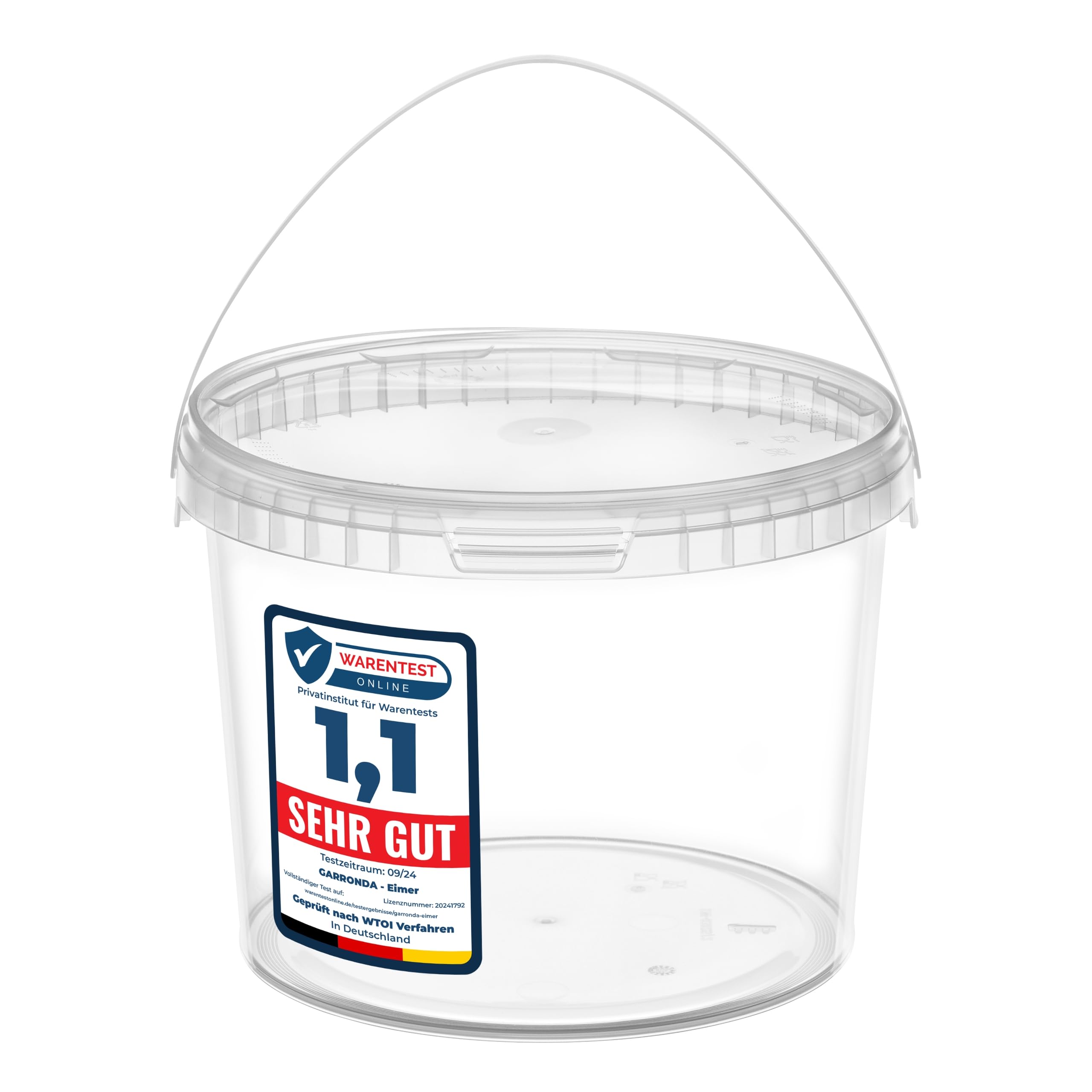 Garronda Eimer mit Deckel 3 L für die Lagerung von Lebensmittel- und Chemischen Produkten 10 Stück Transparent GD-0072