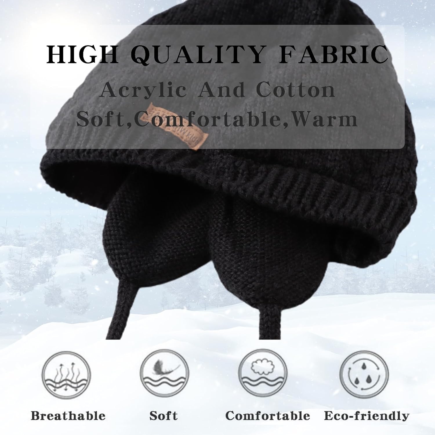 Bamery Baby Crochet Hat Infant Cute Bear Ear Beanie Toddler Boys Girls Earflap Hats for Fall Winter Warm Cap - Image 3