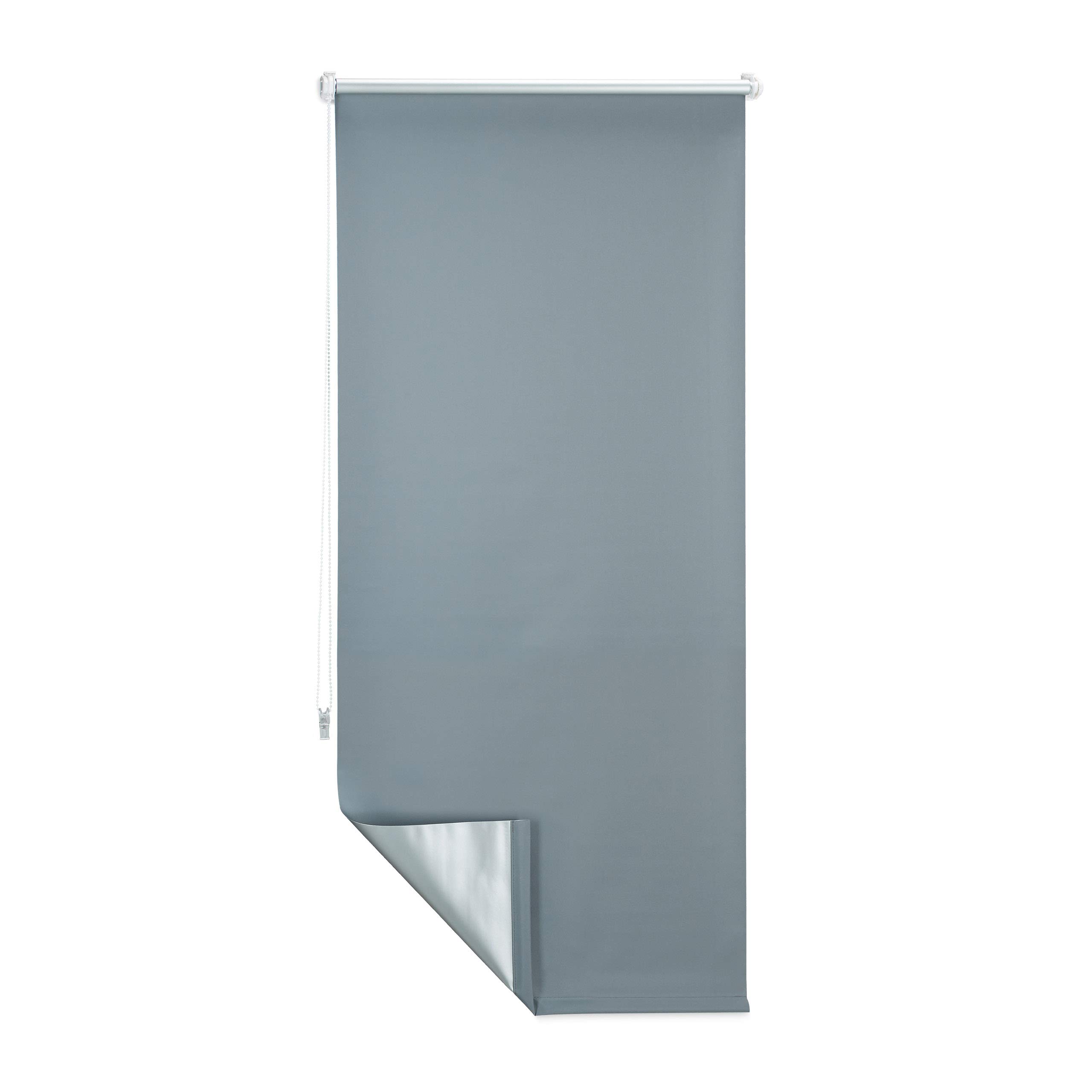 Relaxdays - Store à rouleau occultant gris avec protection thermique, store thermique, pas de perçage nécessaire, store à tirage latéral, Klemmfix, différentes tailles, 70x210cm