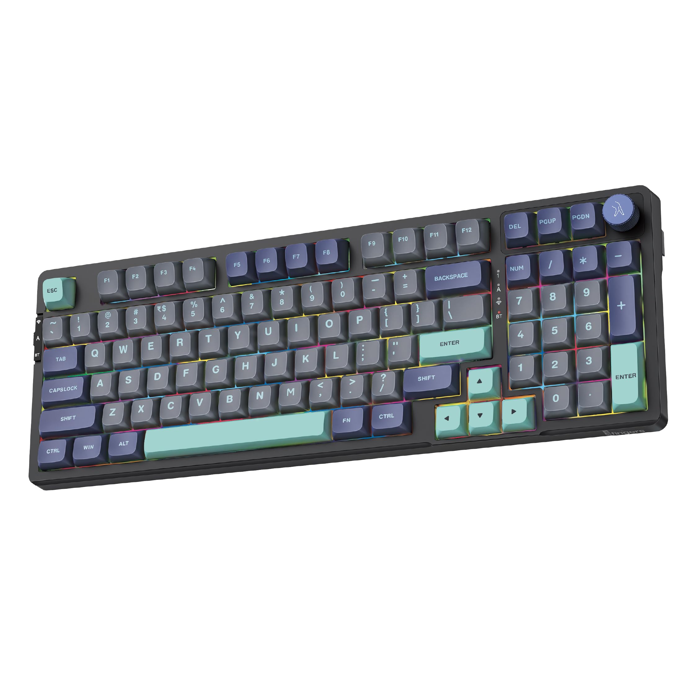 QuikFINGERS Fierce-GK7 Wireless Mechanical Keyboard with Knob, 96 Keys Compact Full Size, Tri-Mode BT 5.0 + 2.4GHz + Wired, Gasket Build, Hot Swappable Linear Switches, PBT Keycaps, RGB, 4000mAh-image-33