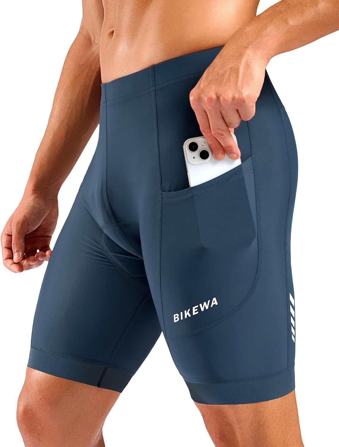 Bikewa Men's Cycling Shorts 7" 4D Padded Bike Shorts for Men Road Biking Bicycle Riding Cycle Biker Phone Pockets