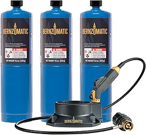 Bernzomatic FirePoint Creator Tool, Precision Flame Hand Torch for use with Bernzomatic MAP-Pro or Propane Fuel (Firepoint Tool + 3 Propane Cylinders)