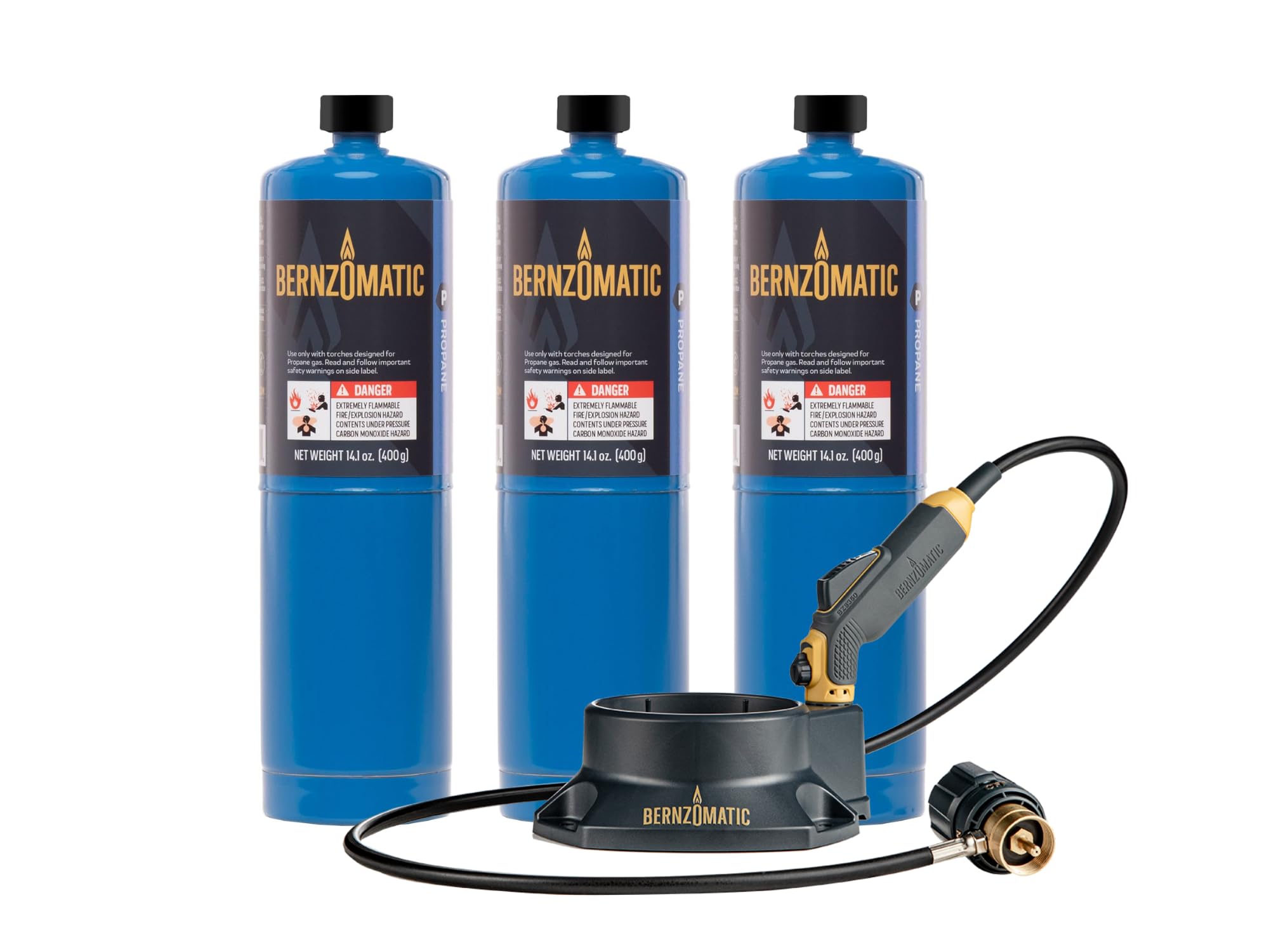 Bernzomatic FirePoint Creator Tool, Precision Flame Hand Torch for use with Bernzomatic MAP-Pro or Propane Fuel (Firepoint Tool + 3 Propane Cylinders)