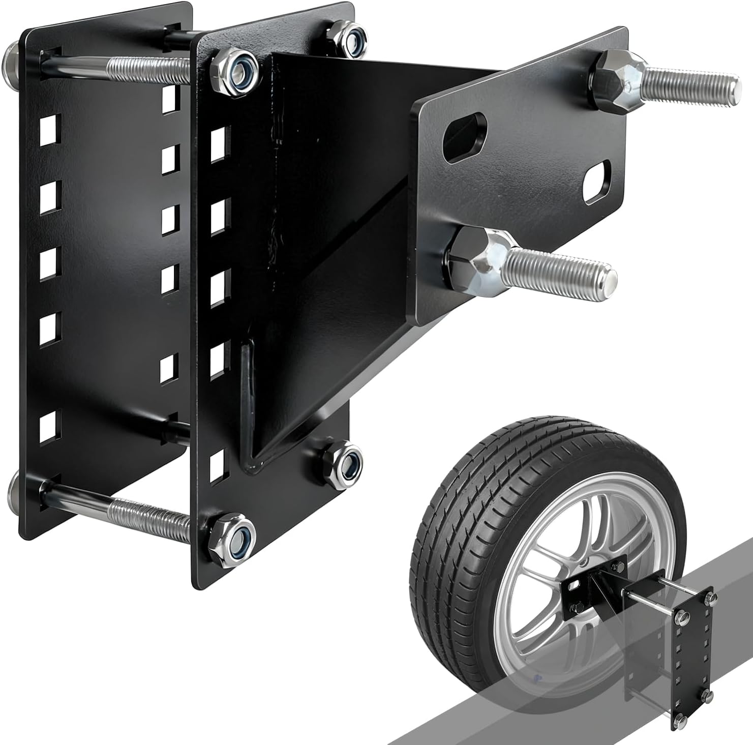 Spare Tire Carrier, Spare Tire Mount for Utility Trailer, Fits 4 5 6 Lugs Trailer Wheels on 4", 4.5'', 4.75'', 5'' and 5.5'' Bolt Patterns, Holds up to 150 Lbs
