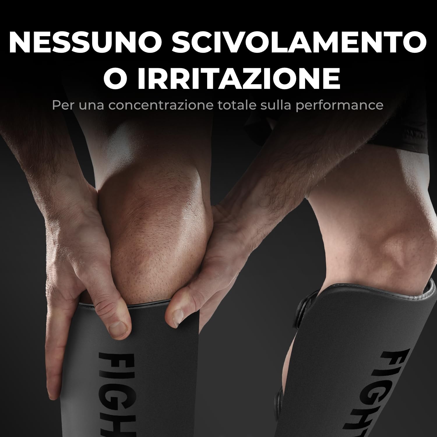 FIGHTR® Parastinchi spessi - con una vestibilità perfetta e un'imbottitura ideale | Protezione spessa per i calci in kickboxing, MMA, Muay Thai e altre arti marziali