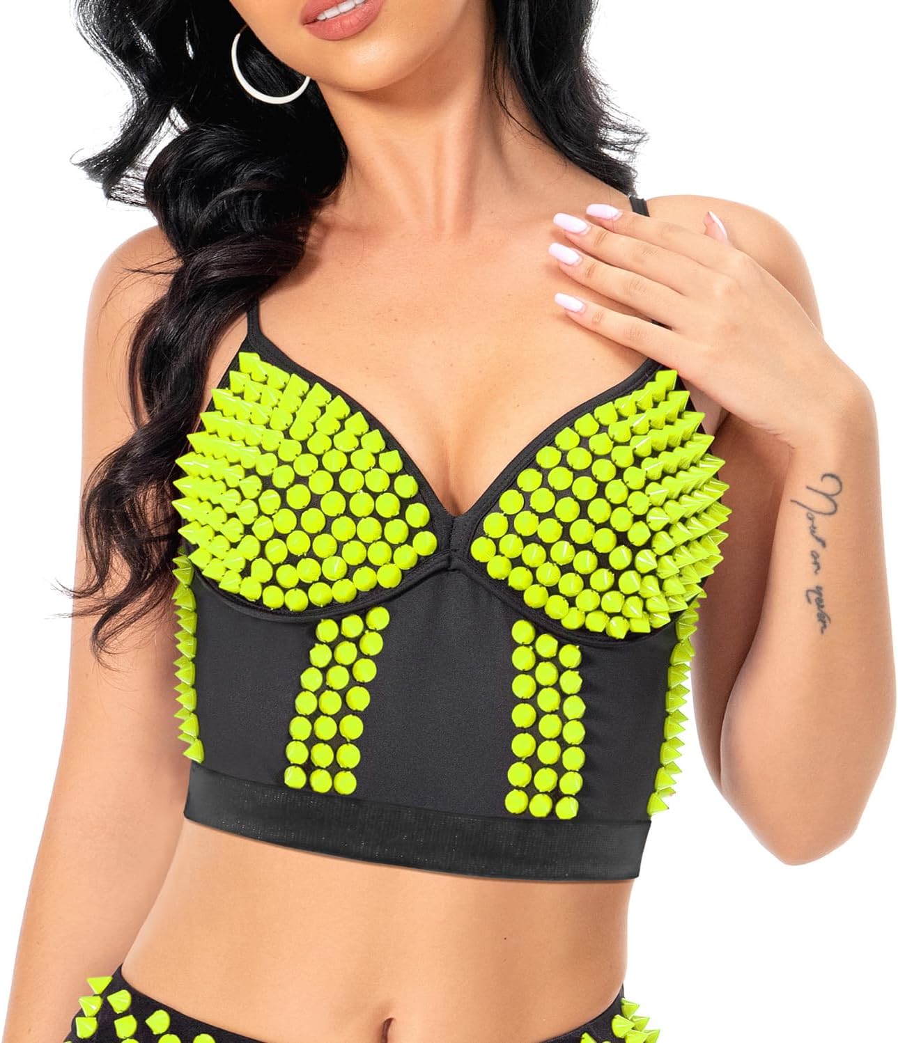 Whitewed Rivert Women Stage Party Concert Bustier Crop Bustier Top Elastic Shirring Back