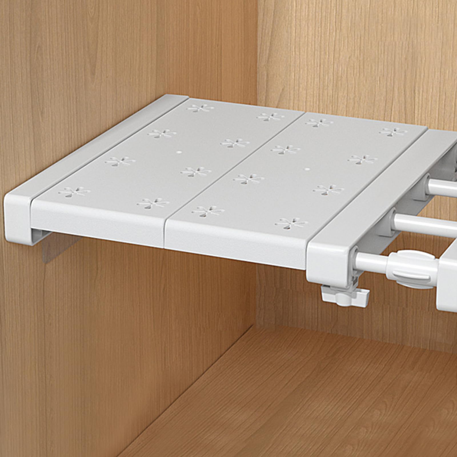 KTCINA 2Pcs Closet Tension Shelf Expandable Cupboard Rack 30-40cm Adjustable Cupboard Closet Shelves Metal Storage Rack Wardrobe Divider Tension Shelf Separator for Cabinet Wardrobe Kitchen Bathroom