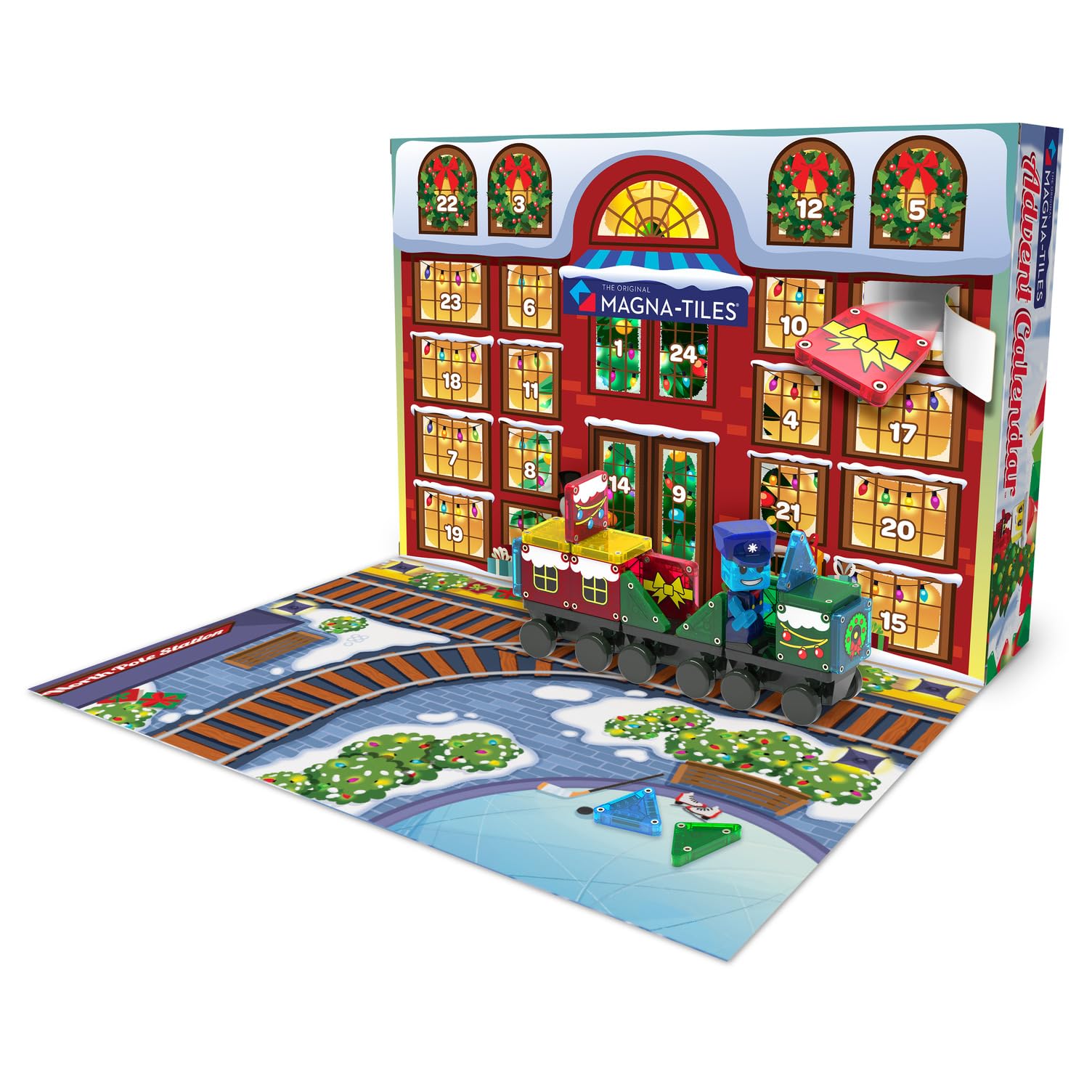 MAGNA-TILES® Calendario dell'Avvento da 34 pezzi, set di costruzioni magnetiche, il marchio originale di costruzione magnetica