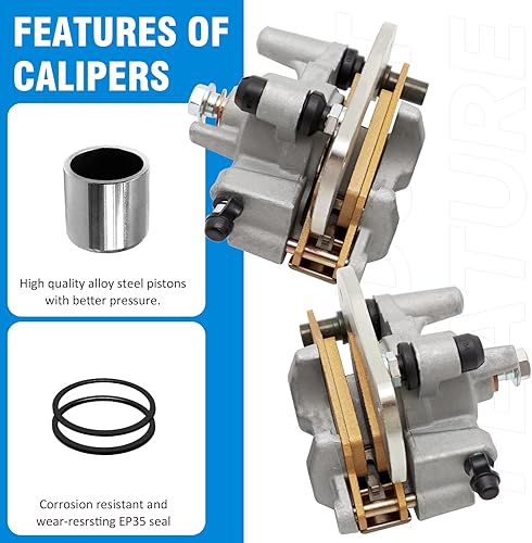 Miniatura 5 de Pinza de freno delantera con pastillas compatible con Yamaha Grizzly 550 YFM550 700 Kodiak 700 YFM700 Raptor 250 OEM#3B4-2580T-02-00 3B4-2580U-02-00