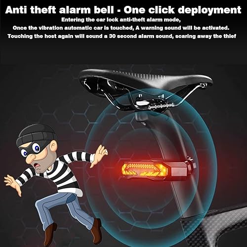 Miniatura 3 de Luces traseras de bicicleta inteligentes con luz de giro impermeable IP65 luz para bicicleta recargable USB ultra brillante advertencia de seguridad