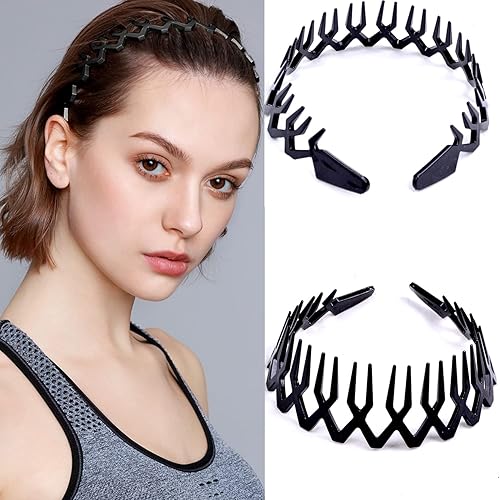 Miniatura 5 de 10 diademas de plástico antideslizantes a la moda sin esfuerzo con dientes, bandas para el cabello delgadas para mujeres, hombres, adolescentes y