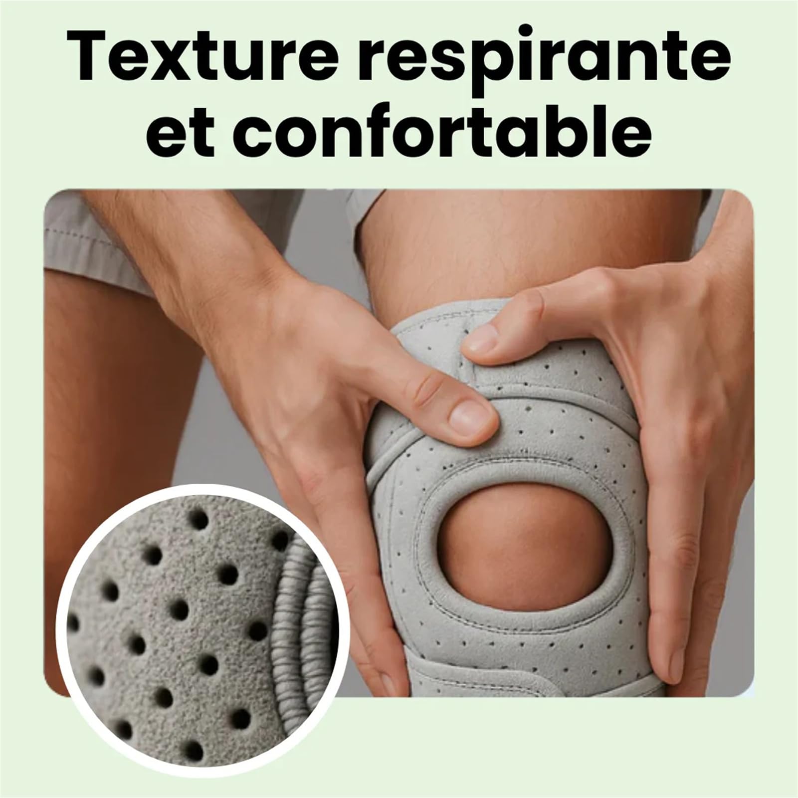 EcoPatch Genouillère anti-douleur，de Soutien Ajustable Attelle de Genou Respirante et Confortable pour Sport Course Tennis et Usage Quotidien (Noir, 2pcs)