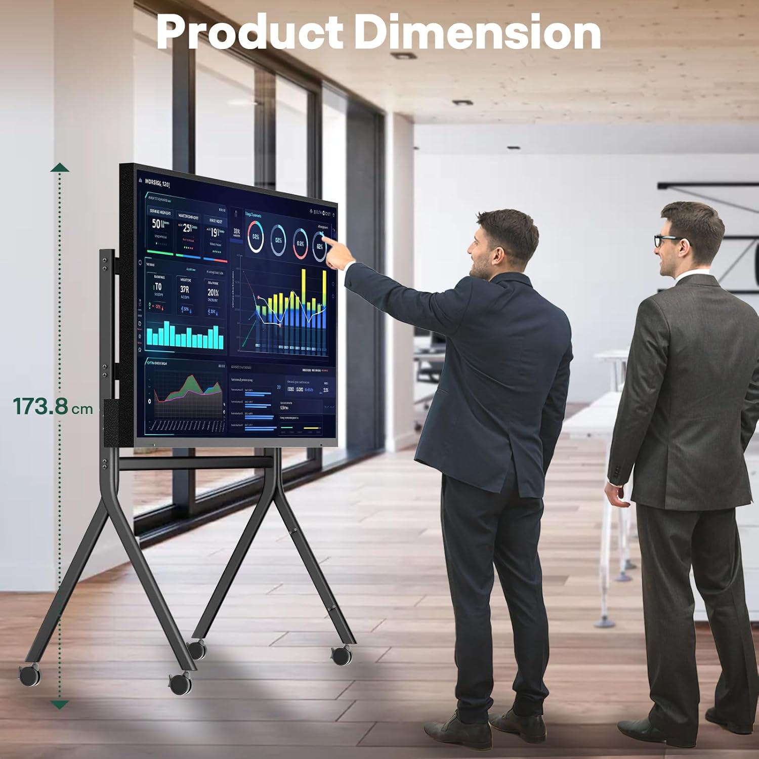 Sylvox TV Floor Stand for 60-120 Inch TVs, Heavy Duty Rolling TV Stand Max Load 330LBS/150kg, Mobile TV Cart with Lockable Wheels, Universal Flat/Curved Screen Mount, VESA 200x200 to 1200x600mm 60" to 120" TV image 4 of 9 B0FD3C5CFN