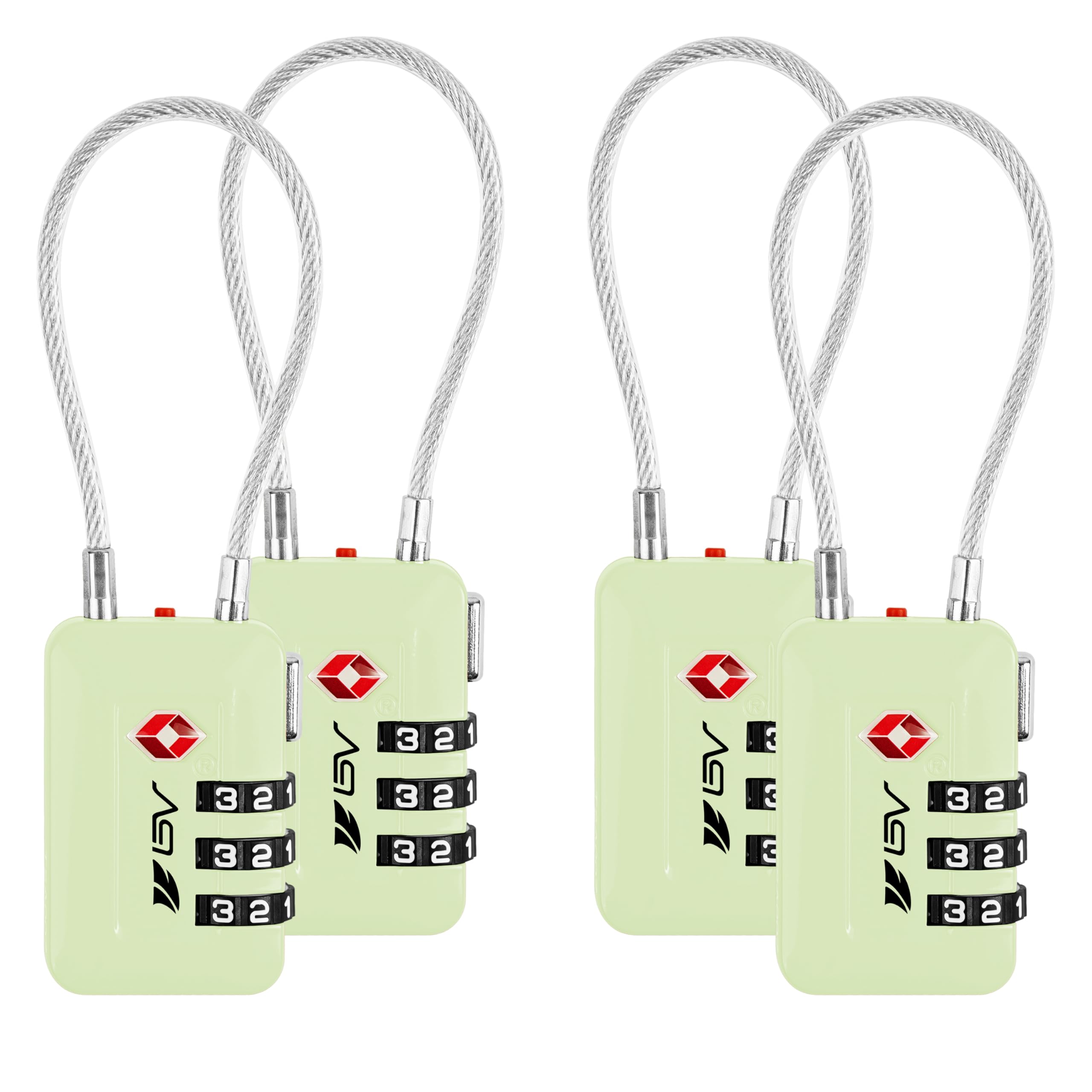 TSA, Lucchetto da viaggio per bagagli, lucchetto a combinazione per armadietti scolastici, valigie, armadietti, cassette degli attrezzi, custodia (verde menta, confezione da 4)