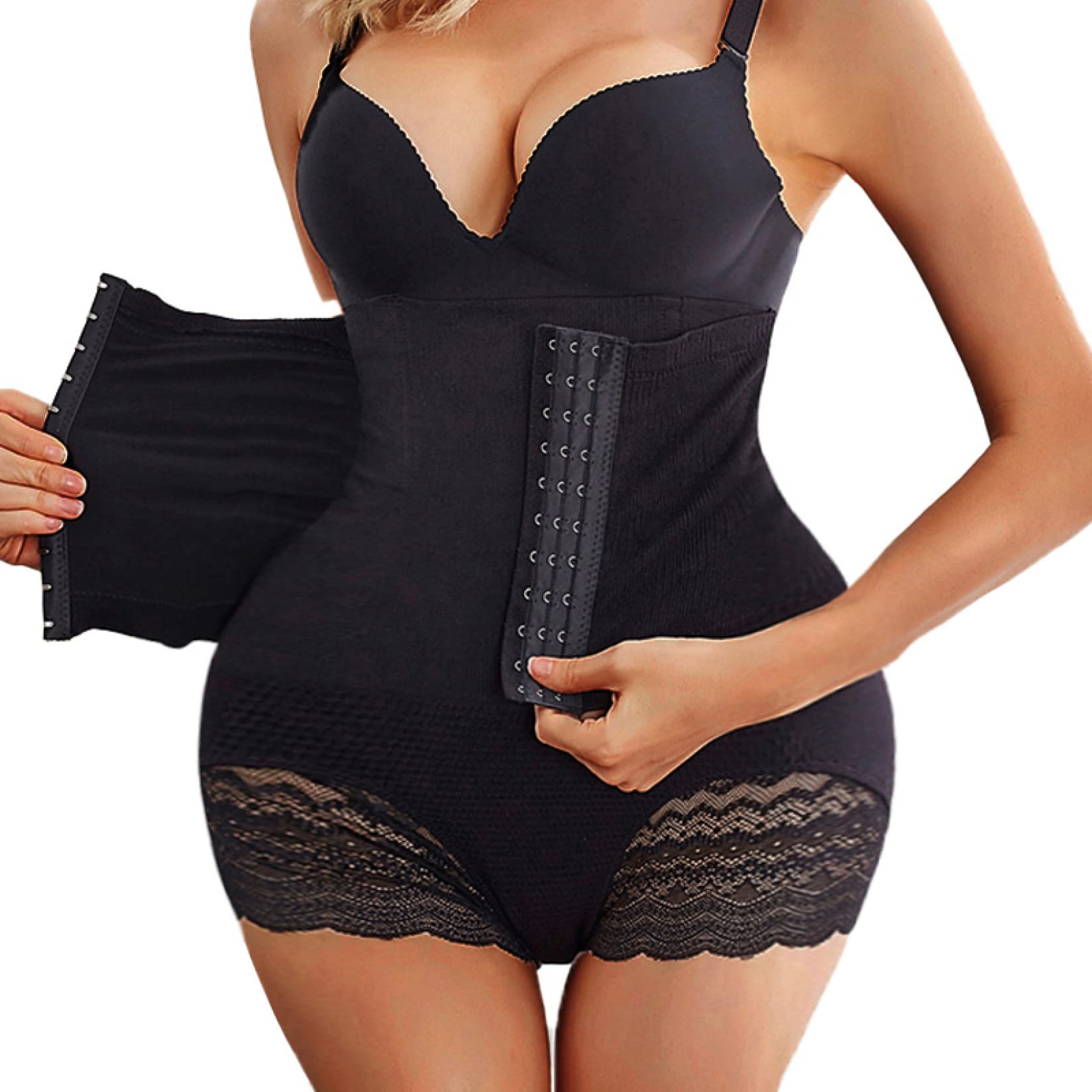 LYGBAOFUL damskie majtki wyszczuplają brzuch body z wysokim stanem spodnie treningowe bezszwowa bielizna modelująca po porodzie 3 rzędy szydełka