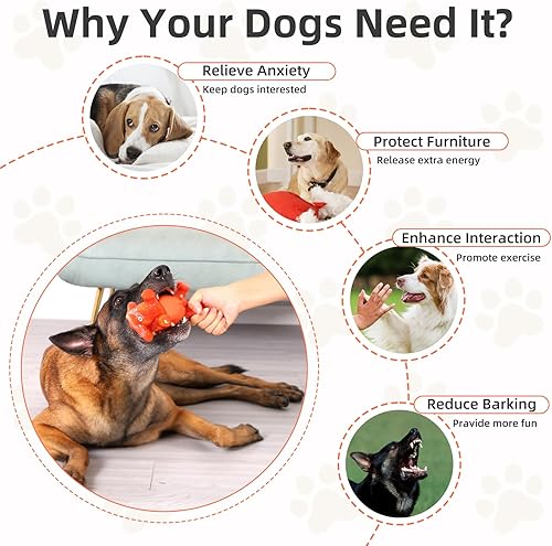 Miniatura 3 de WinTour Juguetes indestructibles para perros para masticadores agresivos, juguetes masticables para perros agresivos de razas grandes, juguetes