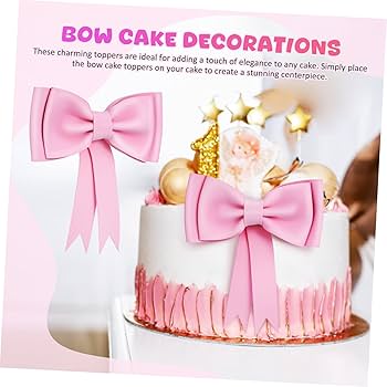 Amazon.co.jp: NOLITOY 2個粉色蝴蝶結ケーキトッパー 誕生日