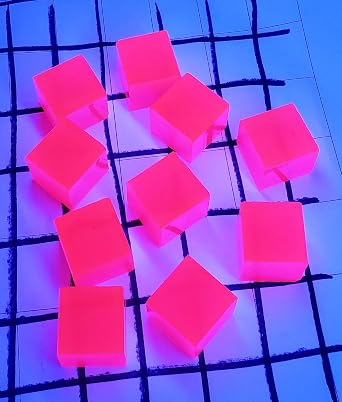 10 Pcs 1 x 1 x 1 Clear Square Acrylic Pink Fluorescent Plexiglass Plastic Cubes Rod Peg