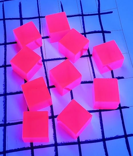 10 Pcs 1 x 1 x 1 Clear Square Acrylic Pink Fluorescent Plexiglass Plastic Cubes Rod Peg