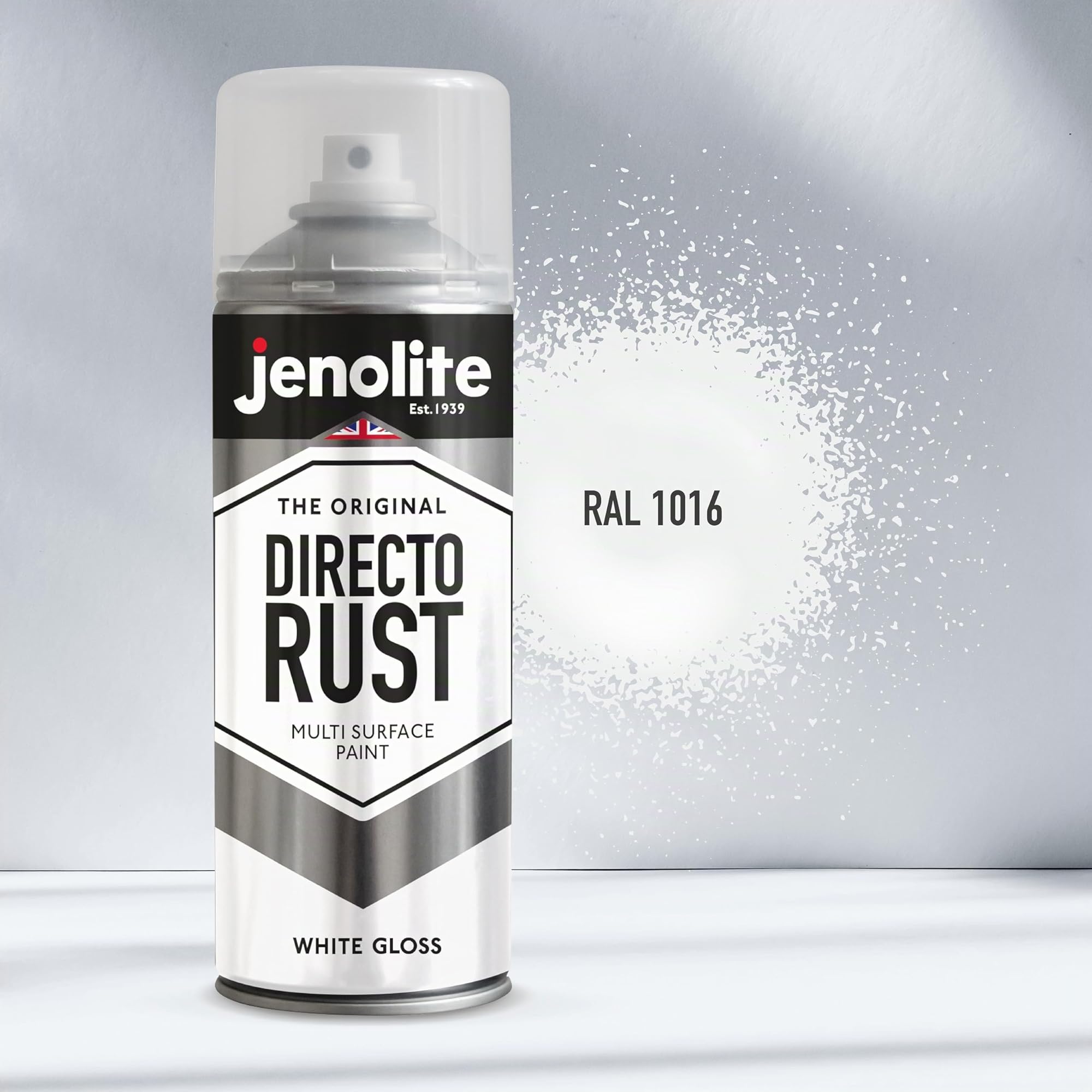JENOLITE Directorust Bombe Peinture Brillante | BLANC | 3x400ml | Peinture Aérosol Anti-Rouille Pour Métal | Peinture Aérosol Brillante Multi-Surfaces Pour Bois, Métal, Plastique | RAL 9016