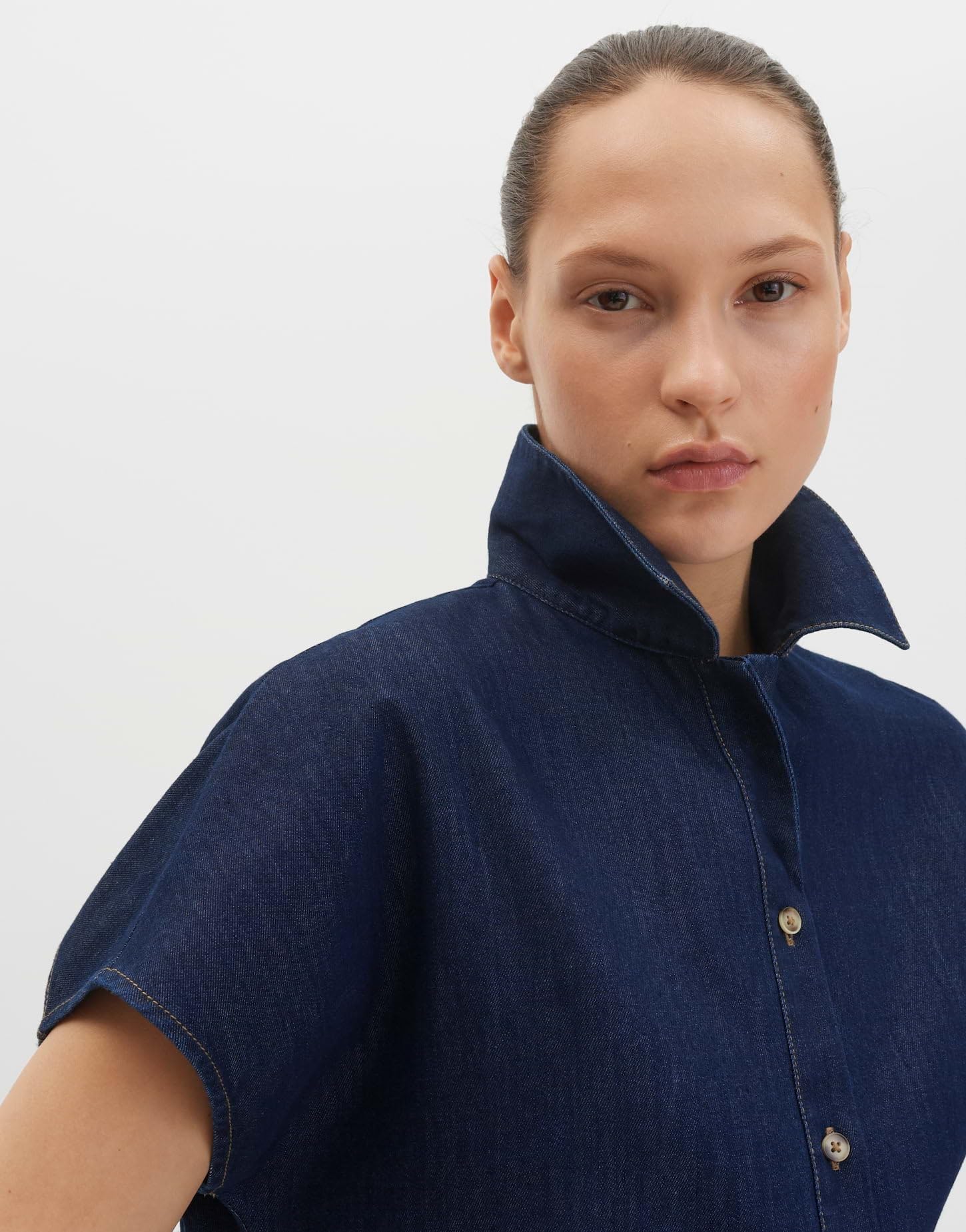 someday Damen Kurzarmbluse | Boxy Jeansbluse aus BCI Cotton Mix