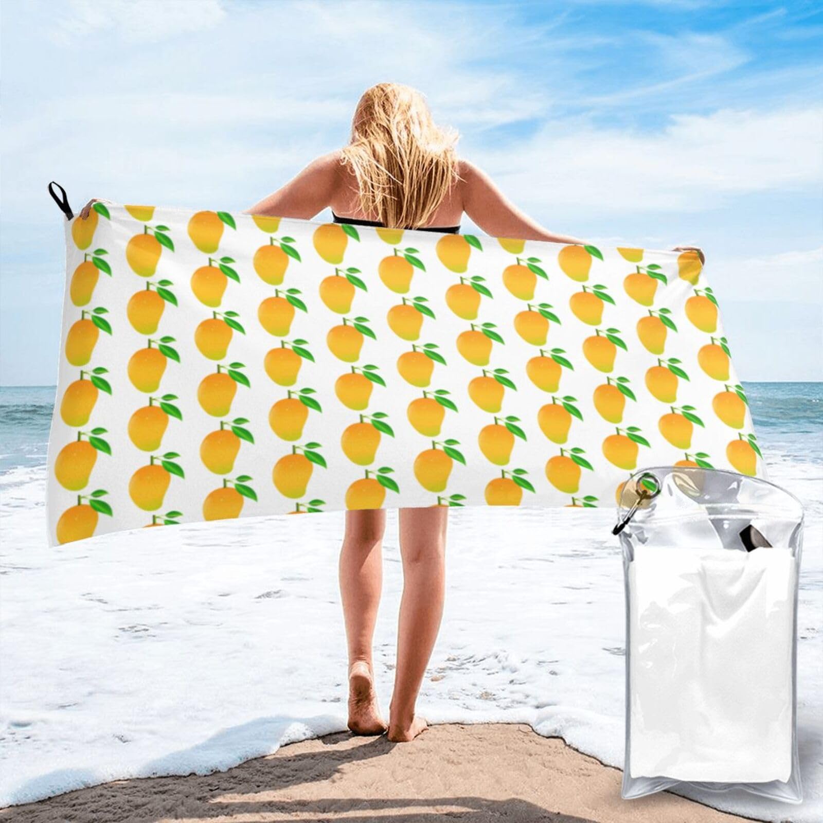 SDEGTHO Mango Print Beach Towel Quick Dry Portable For Swimming Yoga Adults Fitness