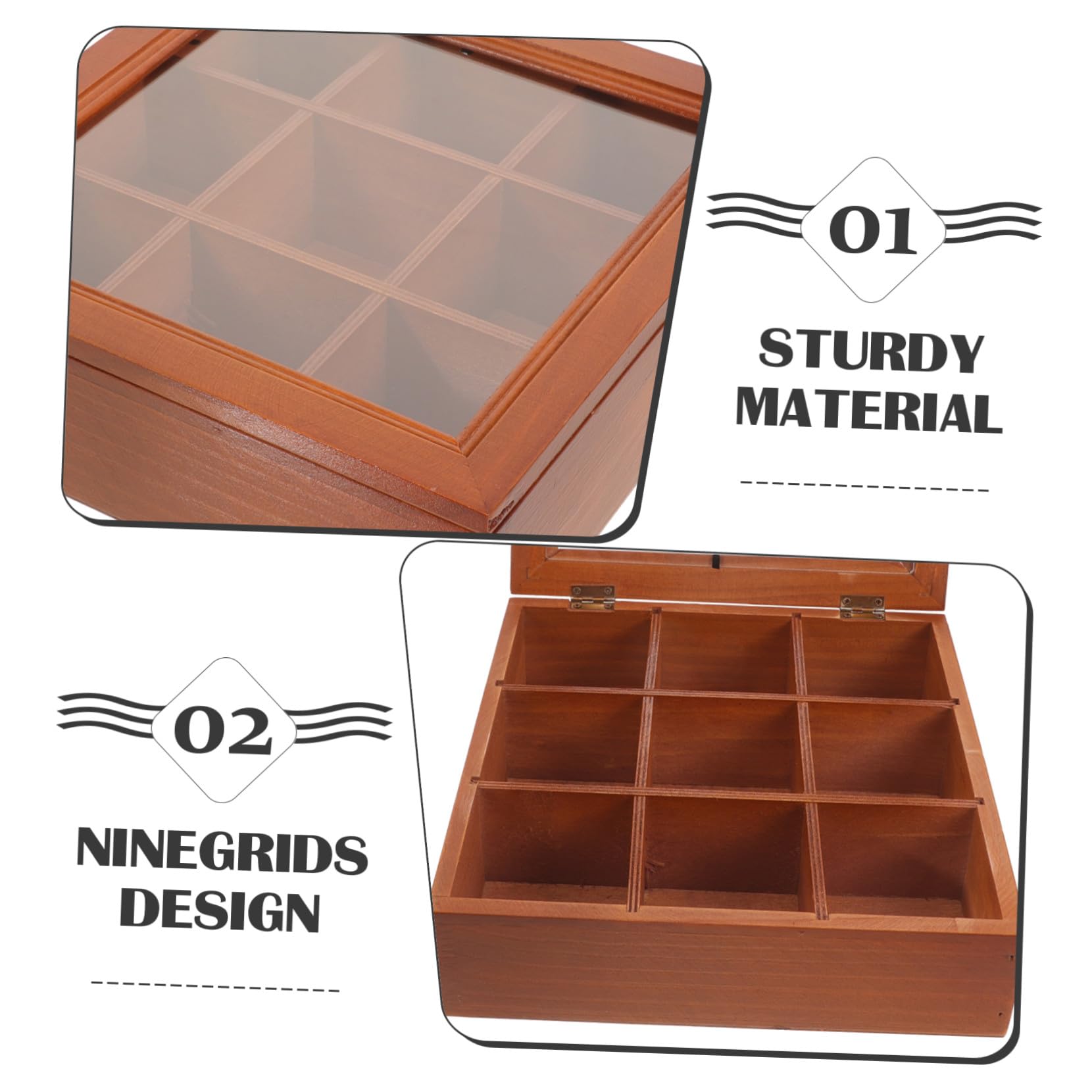 Organizer Teebeutelbox mit 9 Fächern für Tee Kaffee Zuckerpäckchen Transparenter Deckel Multifunktional für Küche Schreibtisch