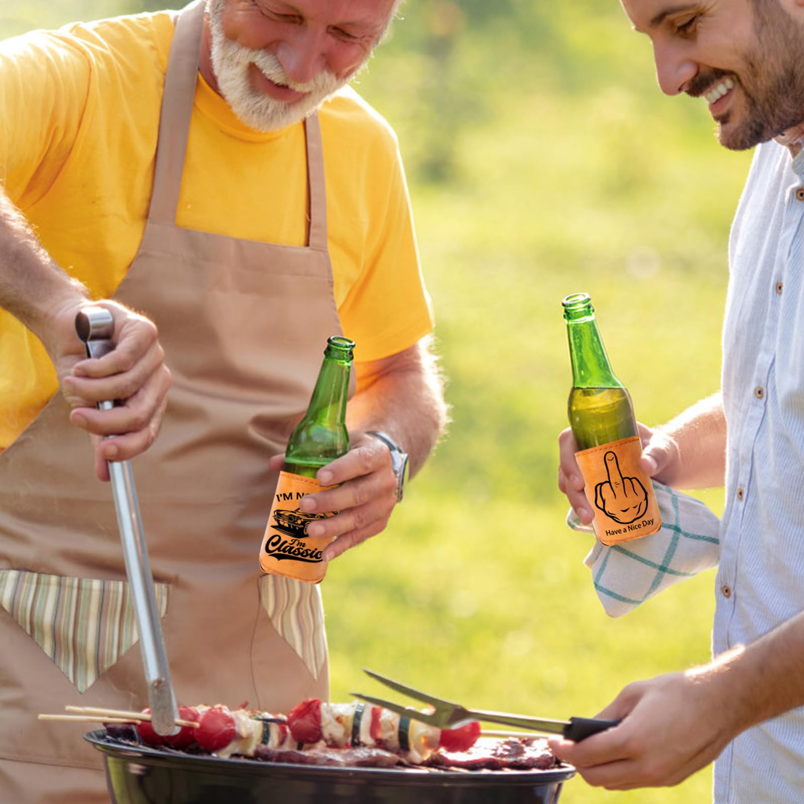 Gifts for Dad from Daughter Son, Birthday Gift for Men Dad him Grandpa Uncle Husband, Funny Cool Retirement Gift for Men, PU Leather Can Cooler for Beer Soda 12OZ, Classic