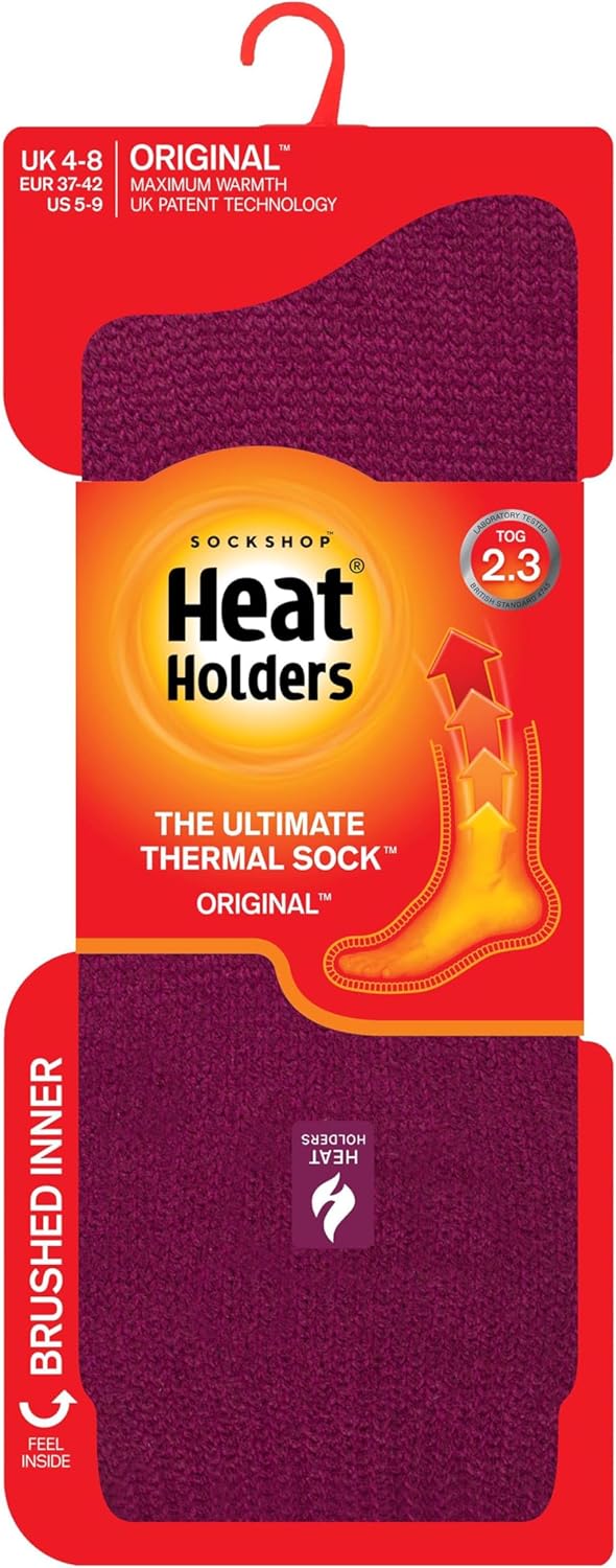 HEAT HOLDERS - Women's Original Ultimate Thermal Socks, One Size 5-9 us (Deep Fuchsia)