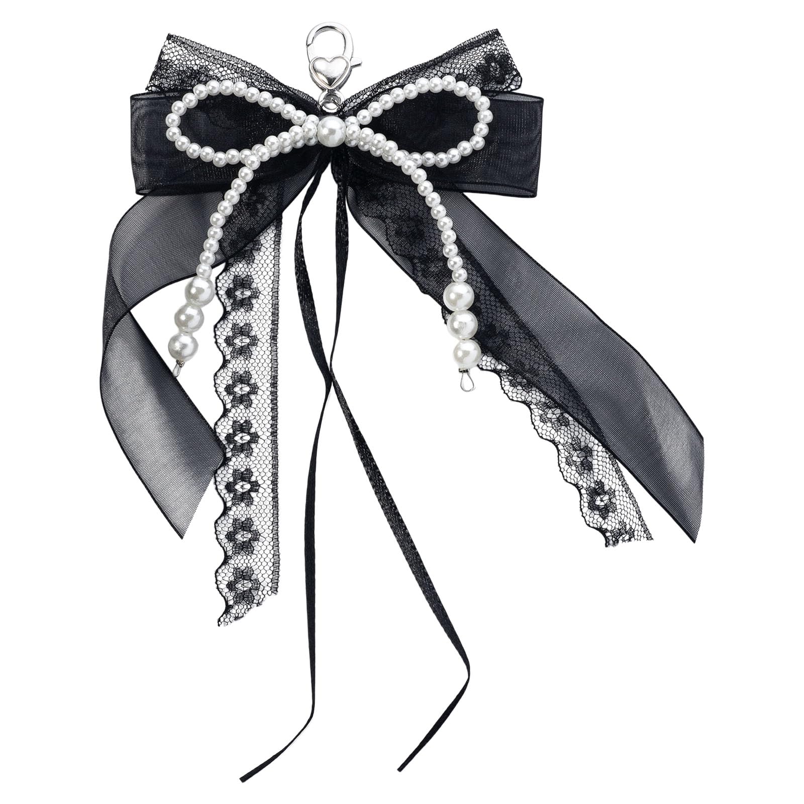 BWANGIAO Elegant Ribbon Bowknot Pearls Keychain For Women Stylish Kirsite Accessory Sturdy Polyester Design Bag Decoration