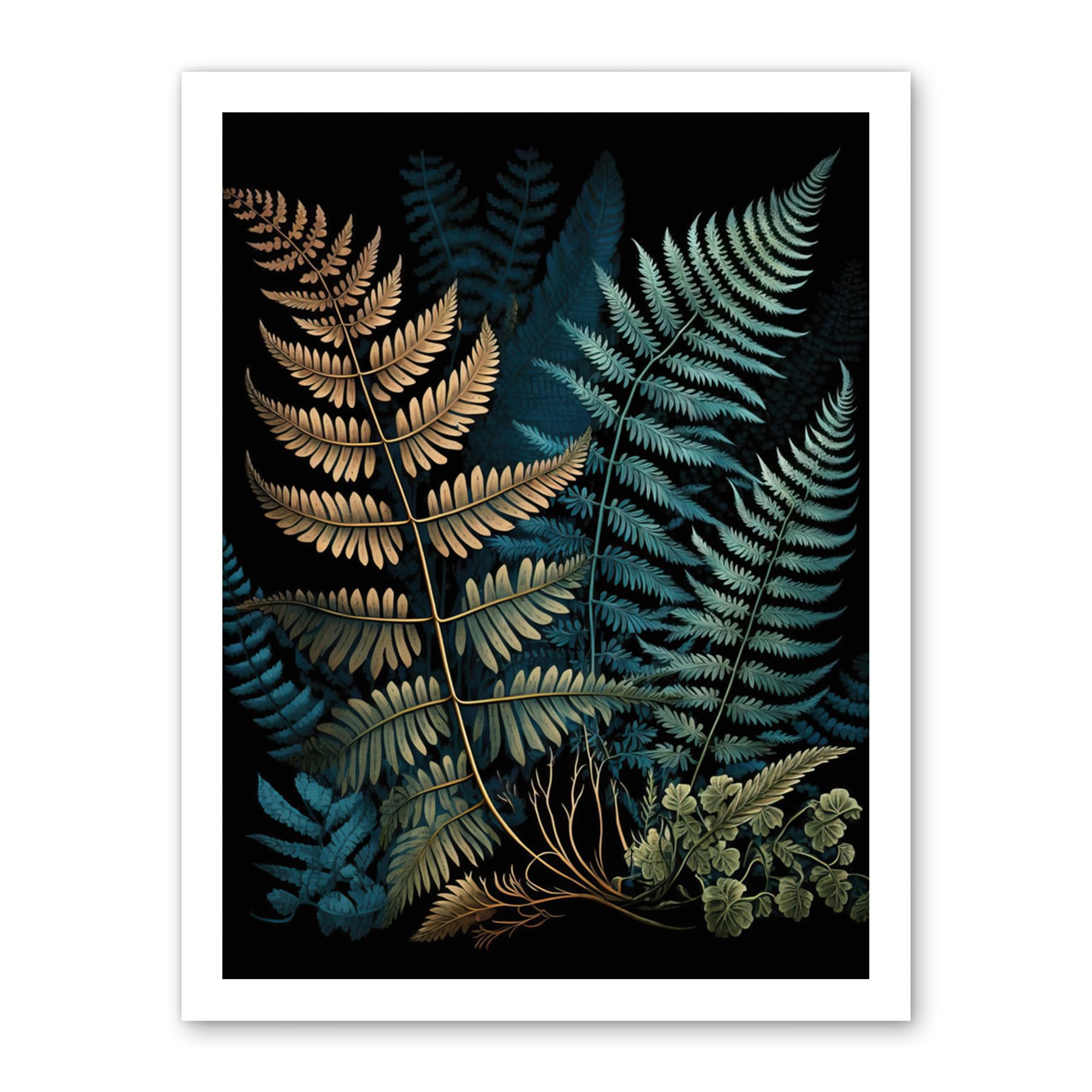 Artery8 Detailed Botanical Illustration Fern Frond Species Artwork Framed Wall Art Print 18X24 Inch