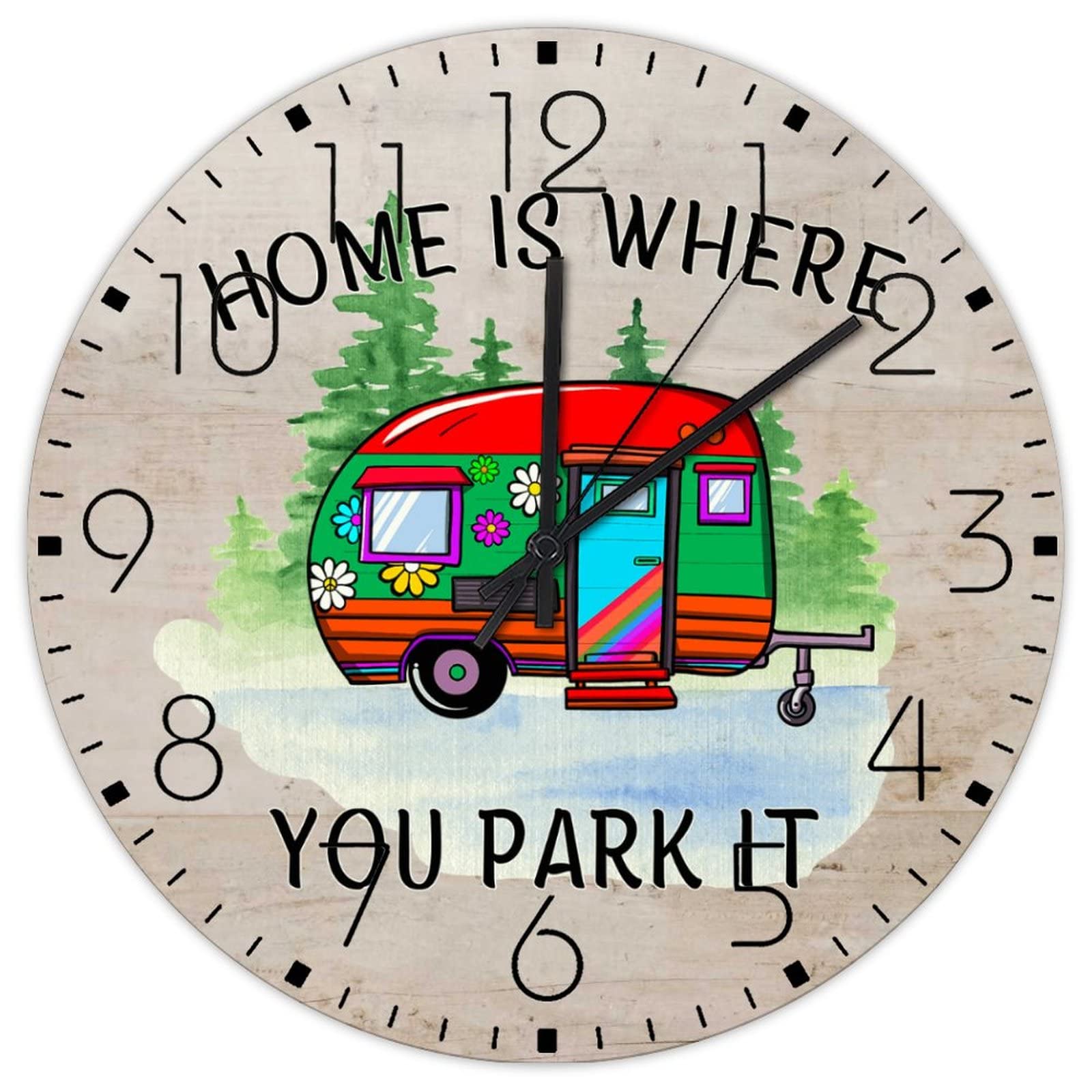 Horloges murales en bois Home Is Where You Park It déco